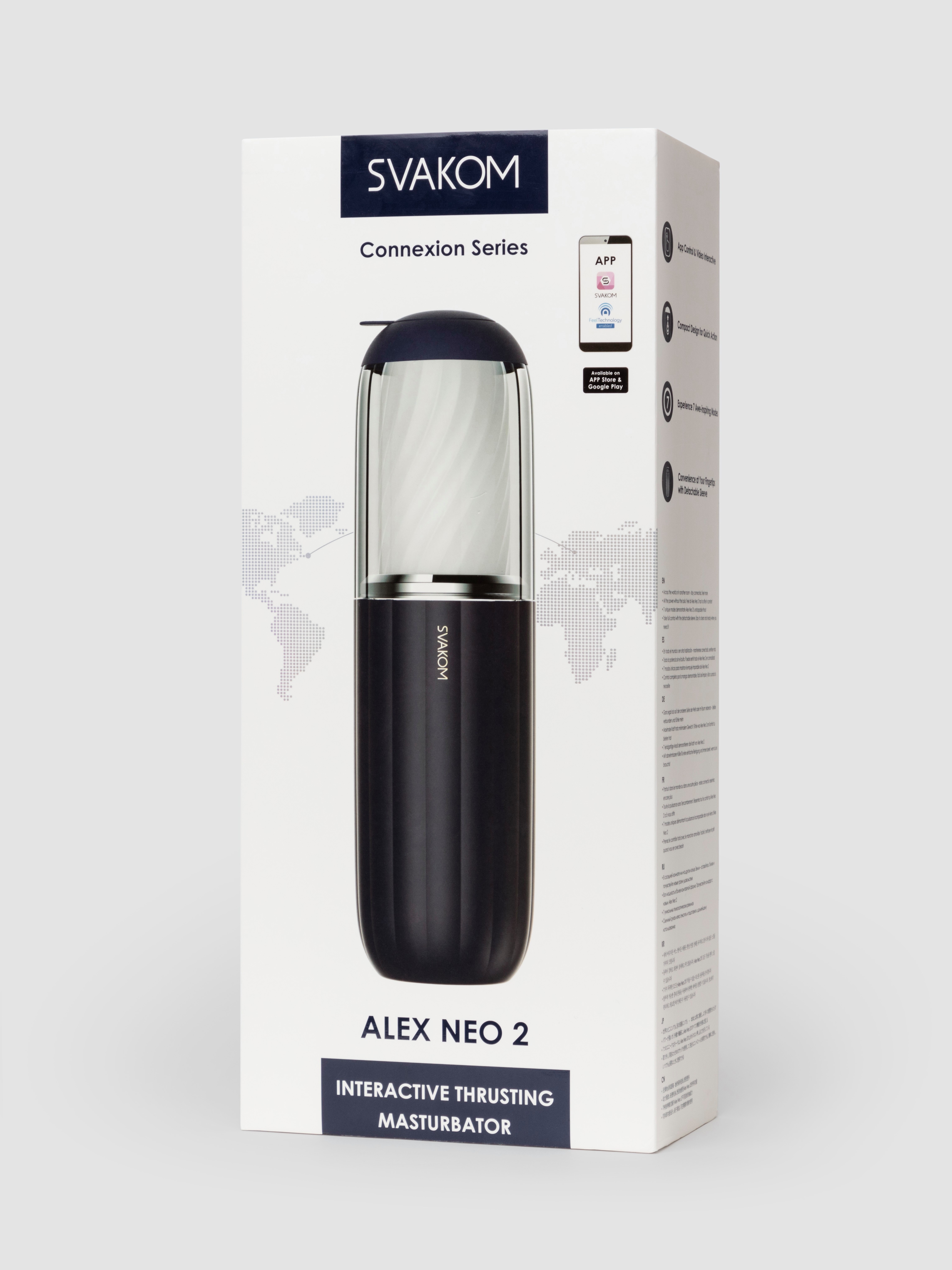 Svakom Alex Neo 2 App Controlled Thrusting Interactive Male Masturbator, White, hi-res