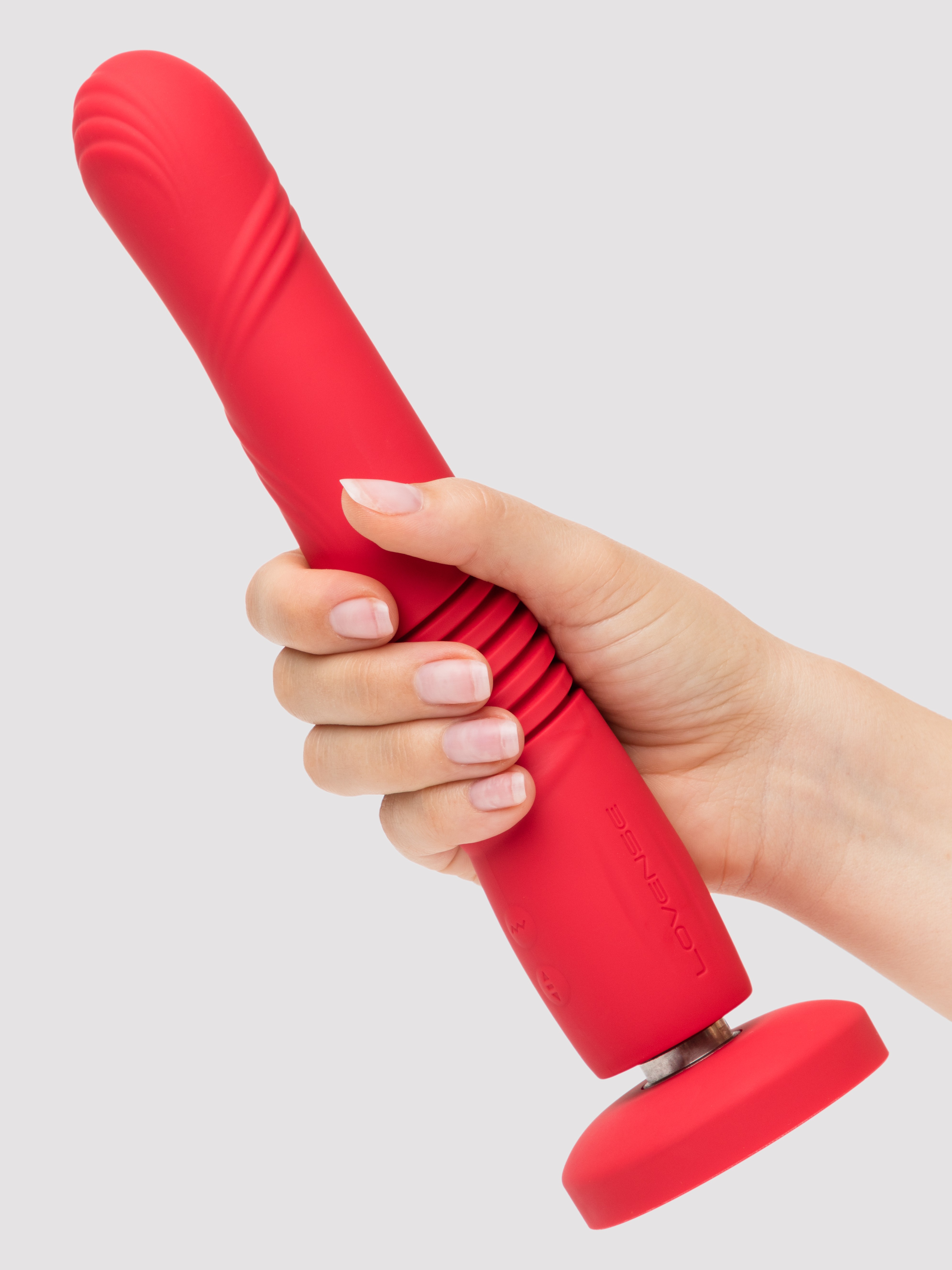 Lovense Gravity App Controlled Thrusting and Vibrating Dildo, Red, hi-res