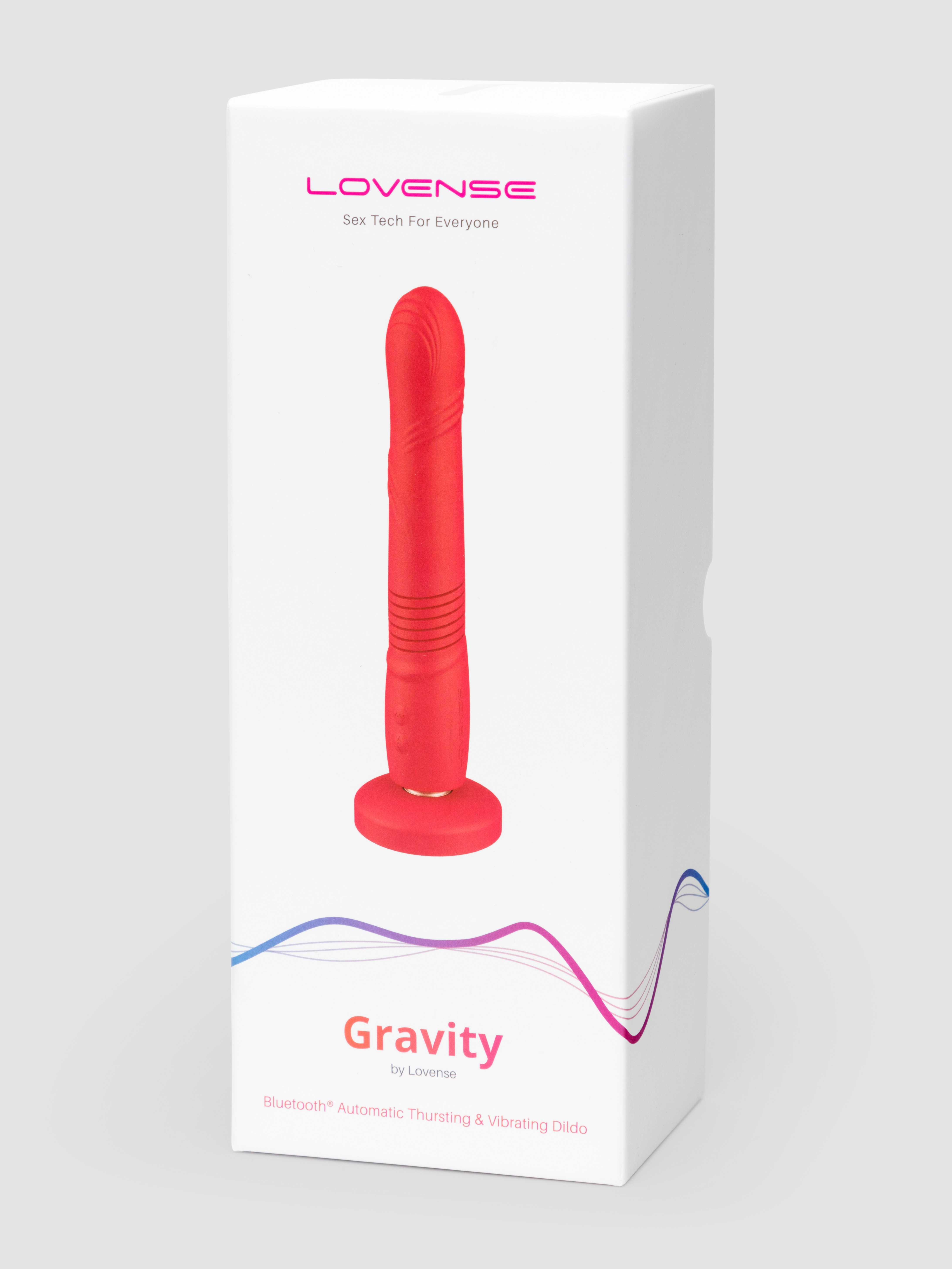 Lovense Gravity App Controlled Thrusting and Vibrating Dildo, Red, hi-res