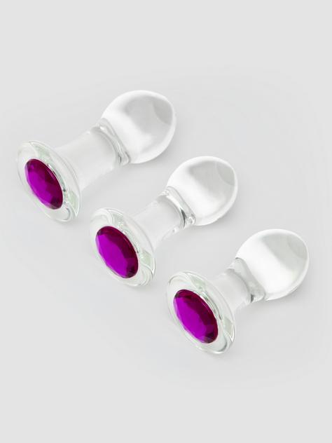 Gläs Jewelled Glass Butt Plug Set (3 Piece), Pink, hi-res