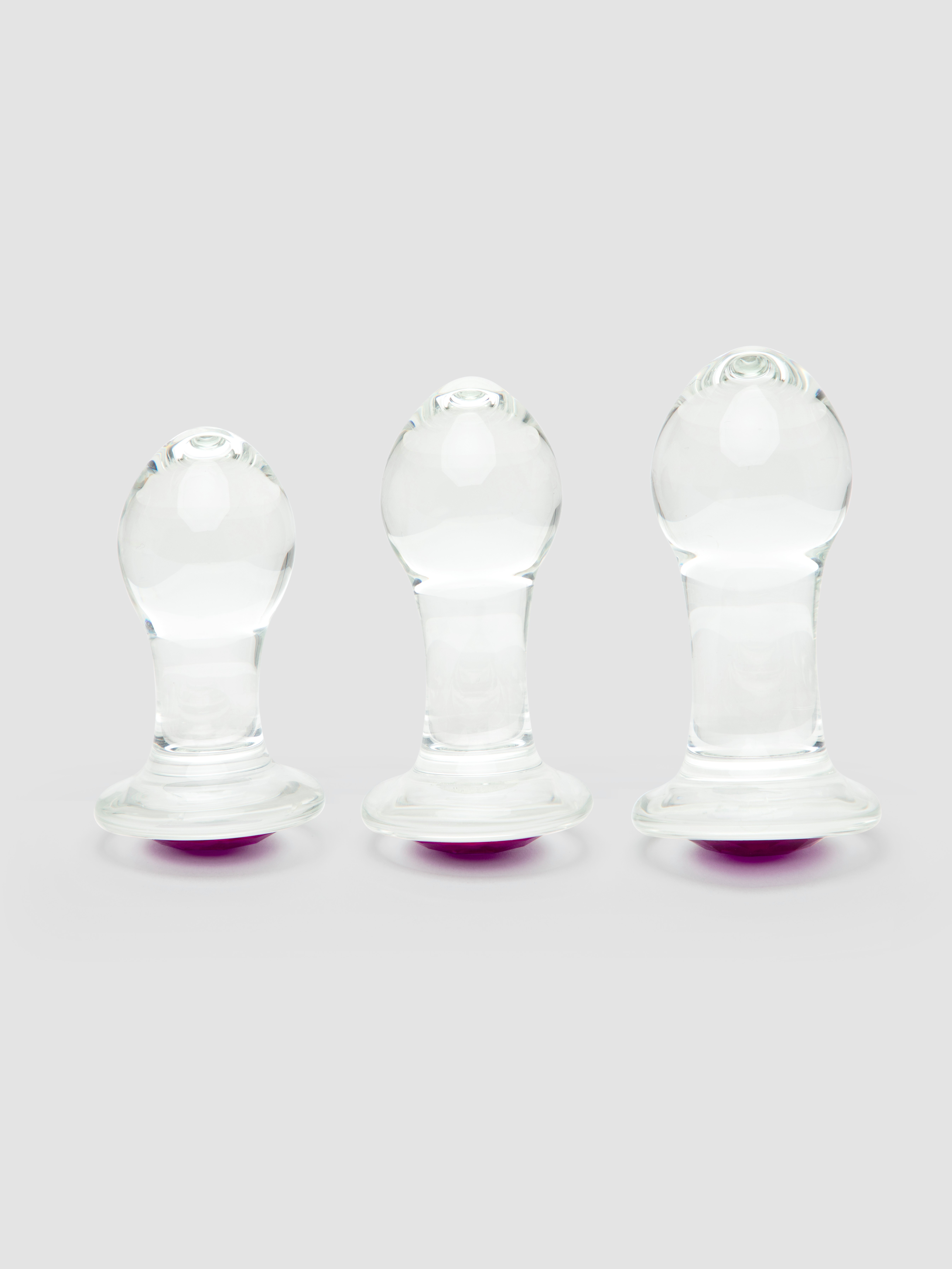Gl&auml;s Jewelled Glass Butt Plug Set (3 Piece), Pink, hi-res