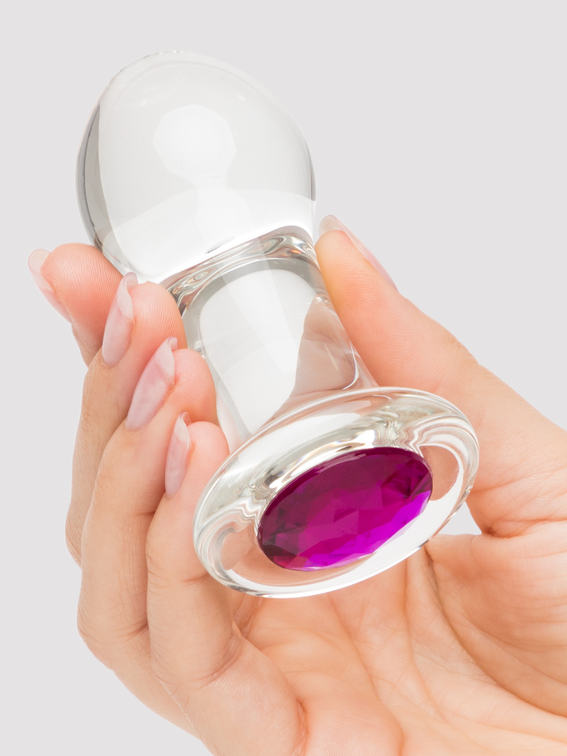 Gl&auml;s Jewelled Glass Butt Plug Set (3 Piece), Pink, hi-res