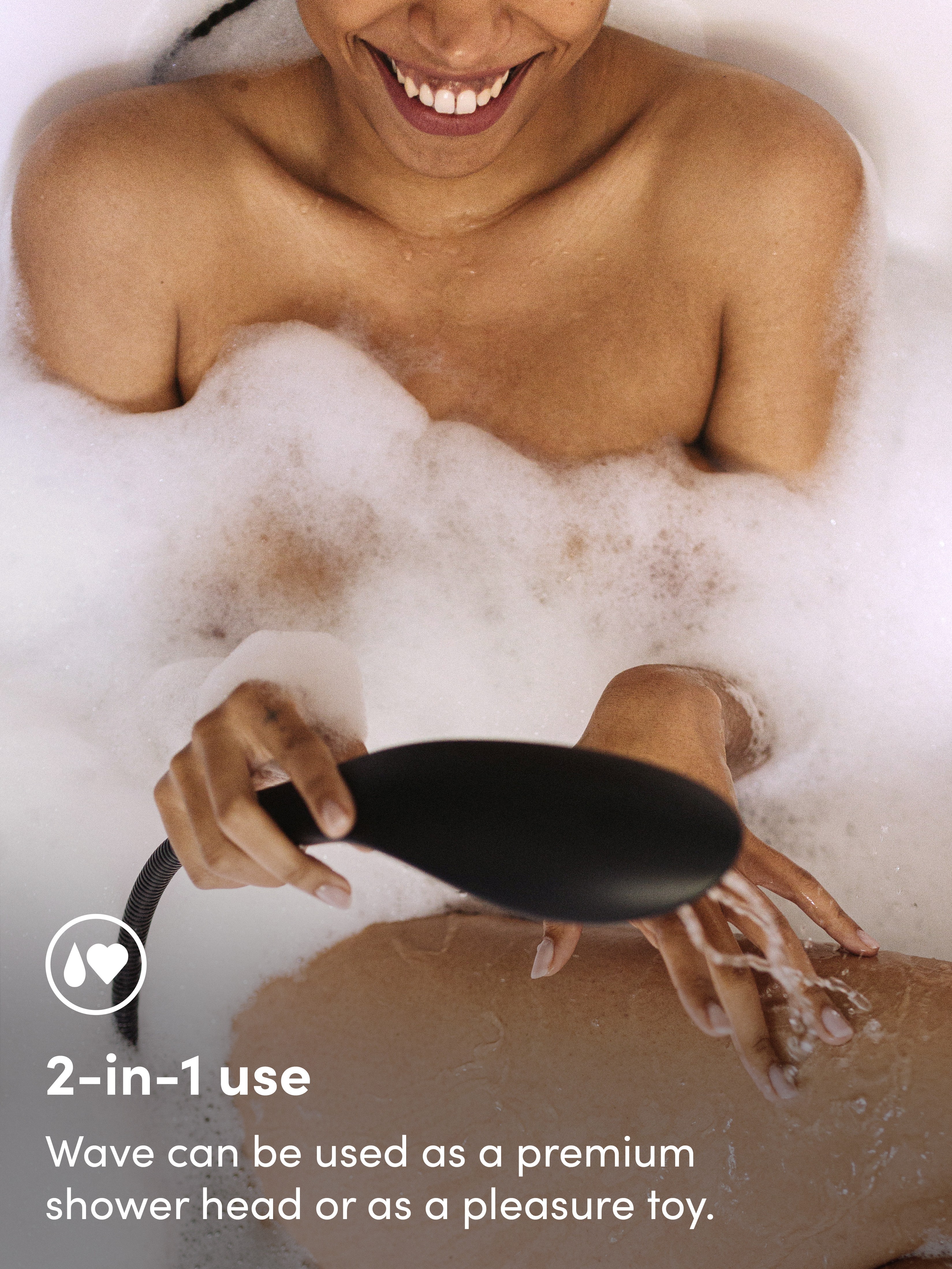 Womanizer X hansgrohe Wave Clitoral Stimulation Shower Head, Black, hi-res