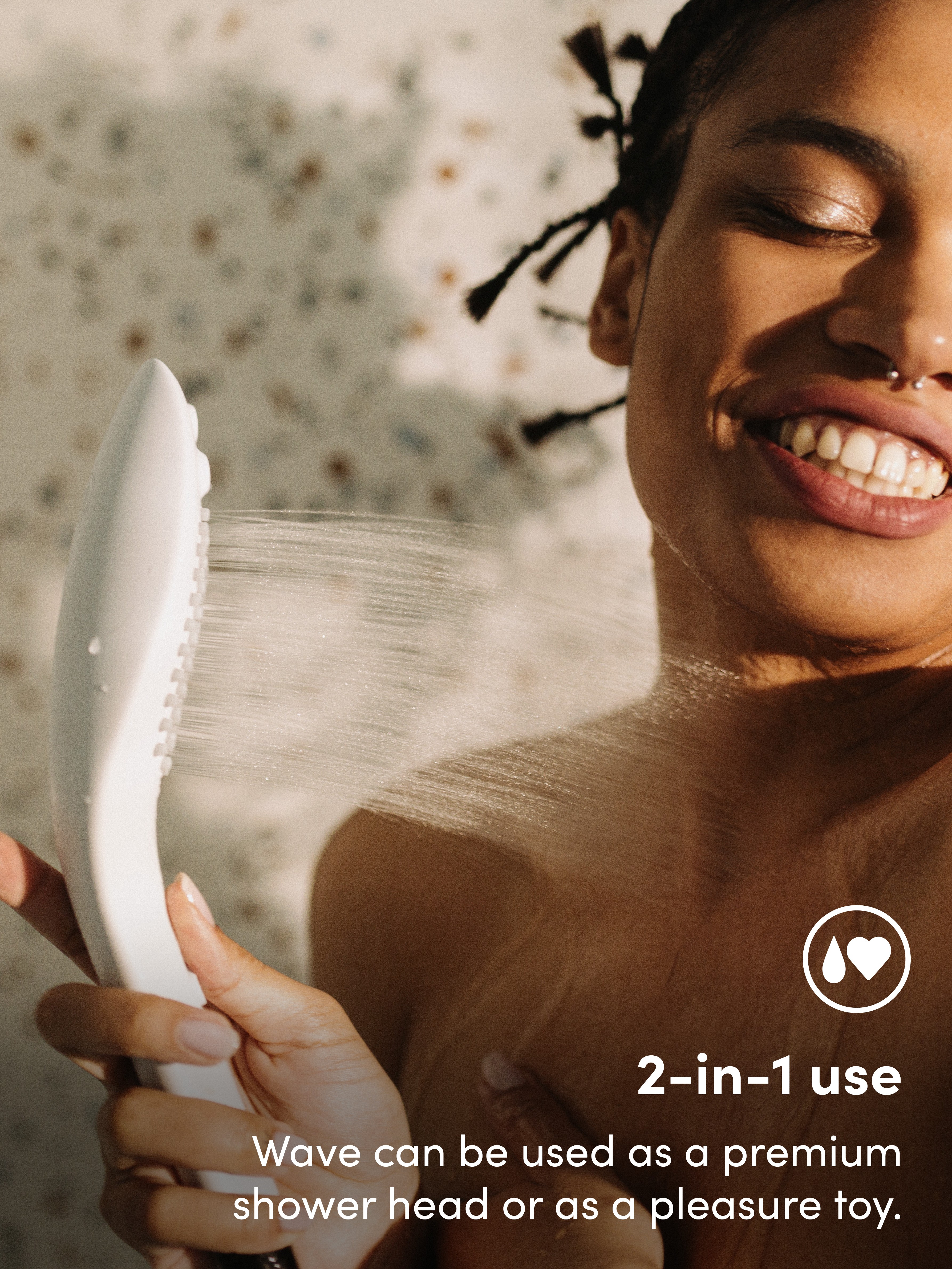 Womanizer X hansgrohe Wave Clitoral Stimulation Shower Head, White, hi-res