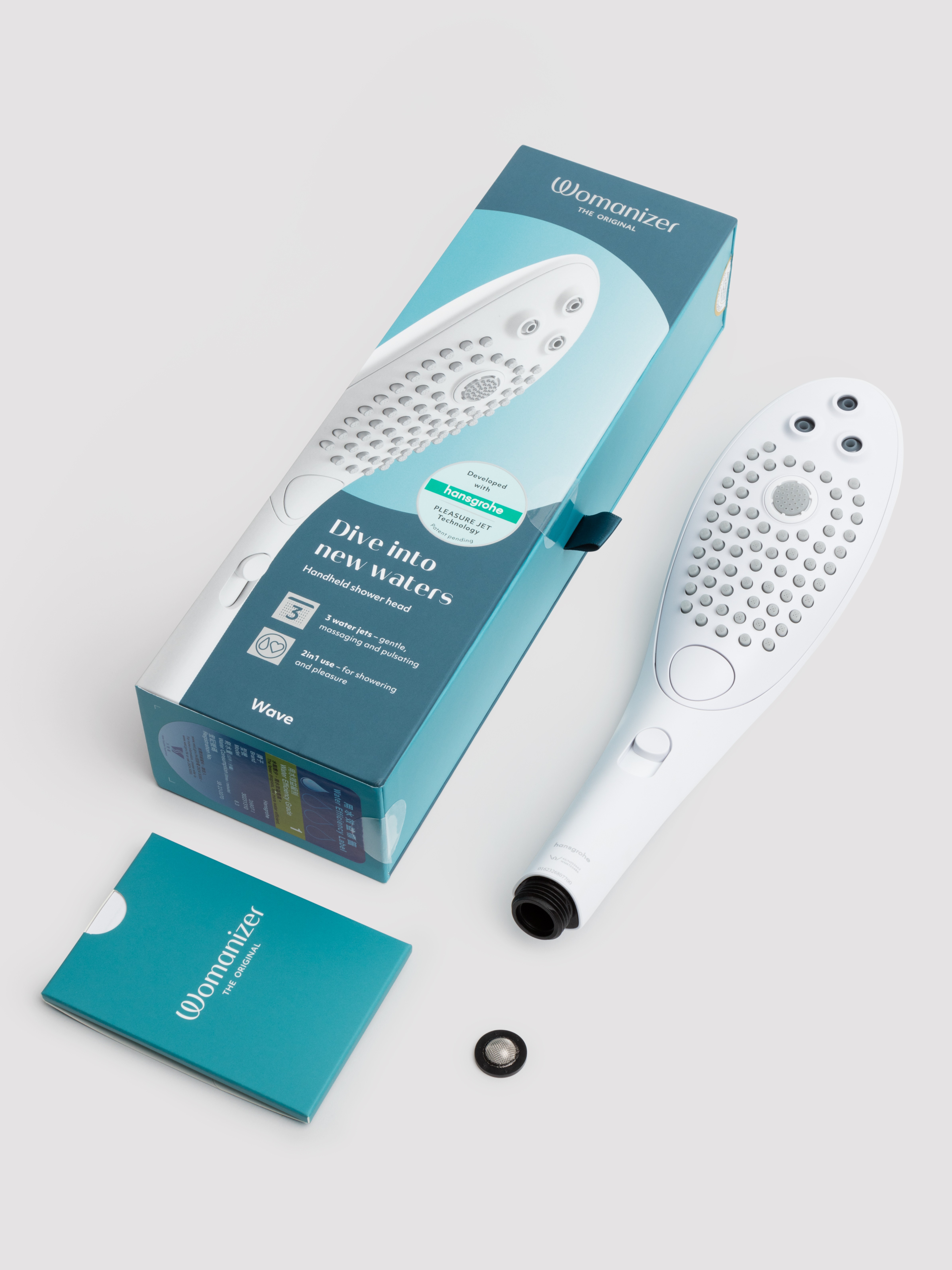 Womanizer X hansgrohe Wave Clitoral Stimulation Shower Head, White, hi-res