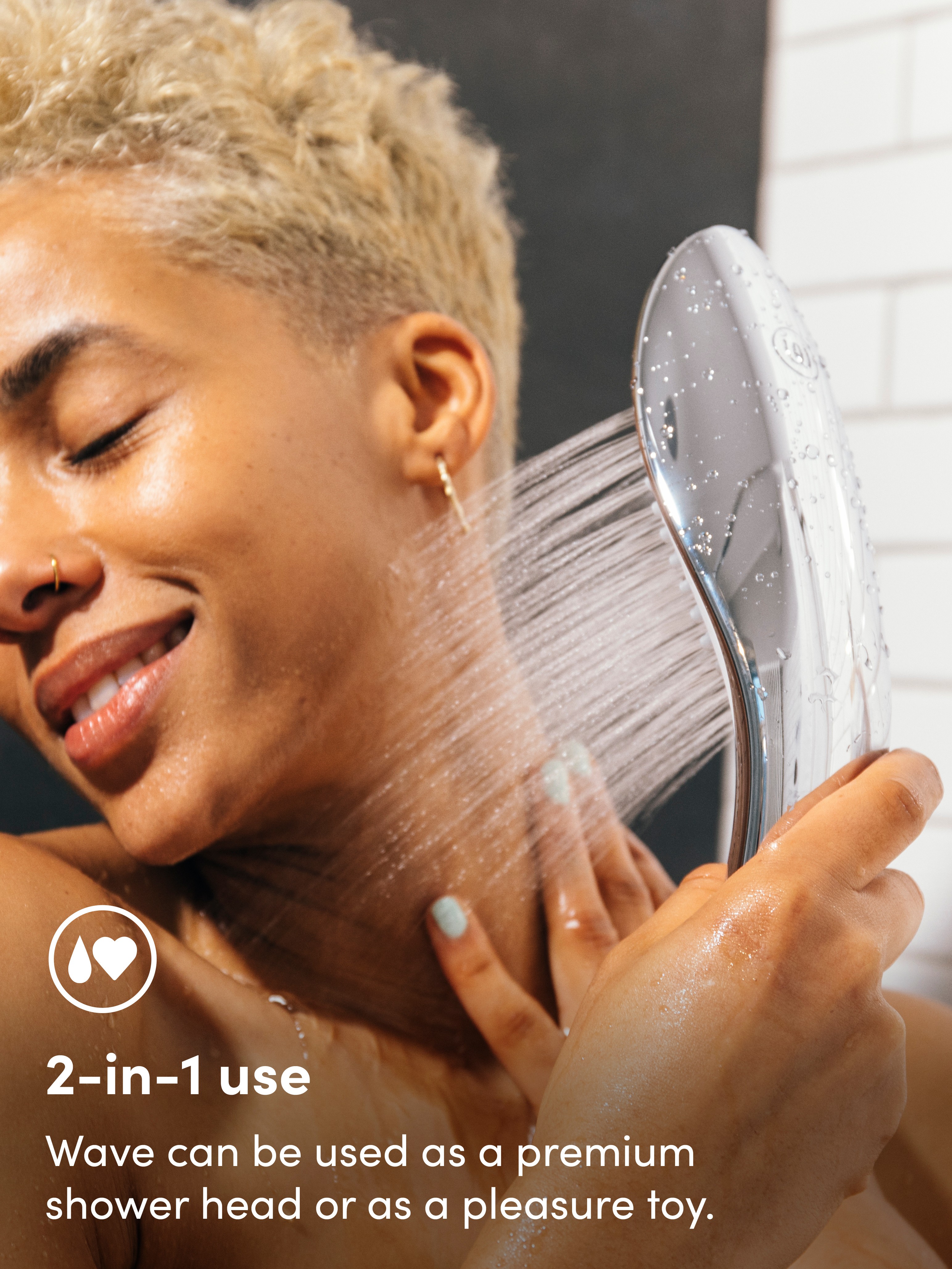 Womanizer X hansgrohe Wave Clitoral Stimulation Shower Head, Silver, hi-res