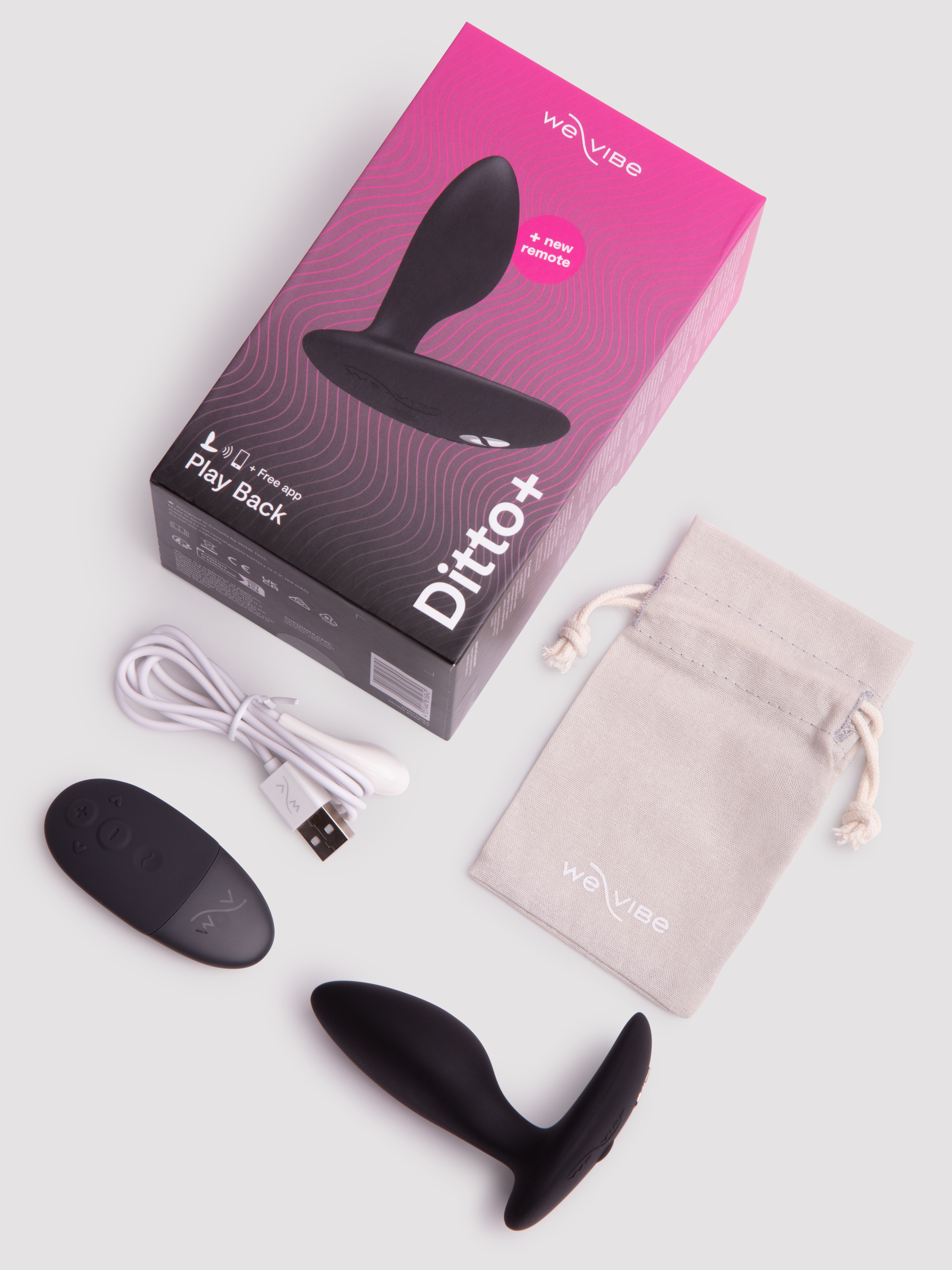 We-Vibe Ditto+ Rechargeable Remote and App Control Vibrating Butt Plug, Black, hi-res
