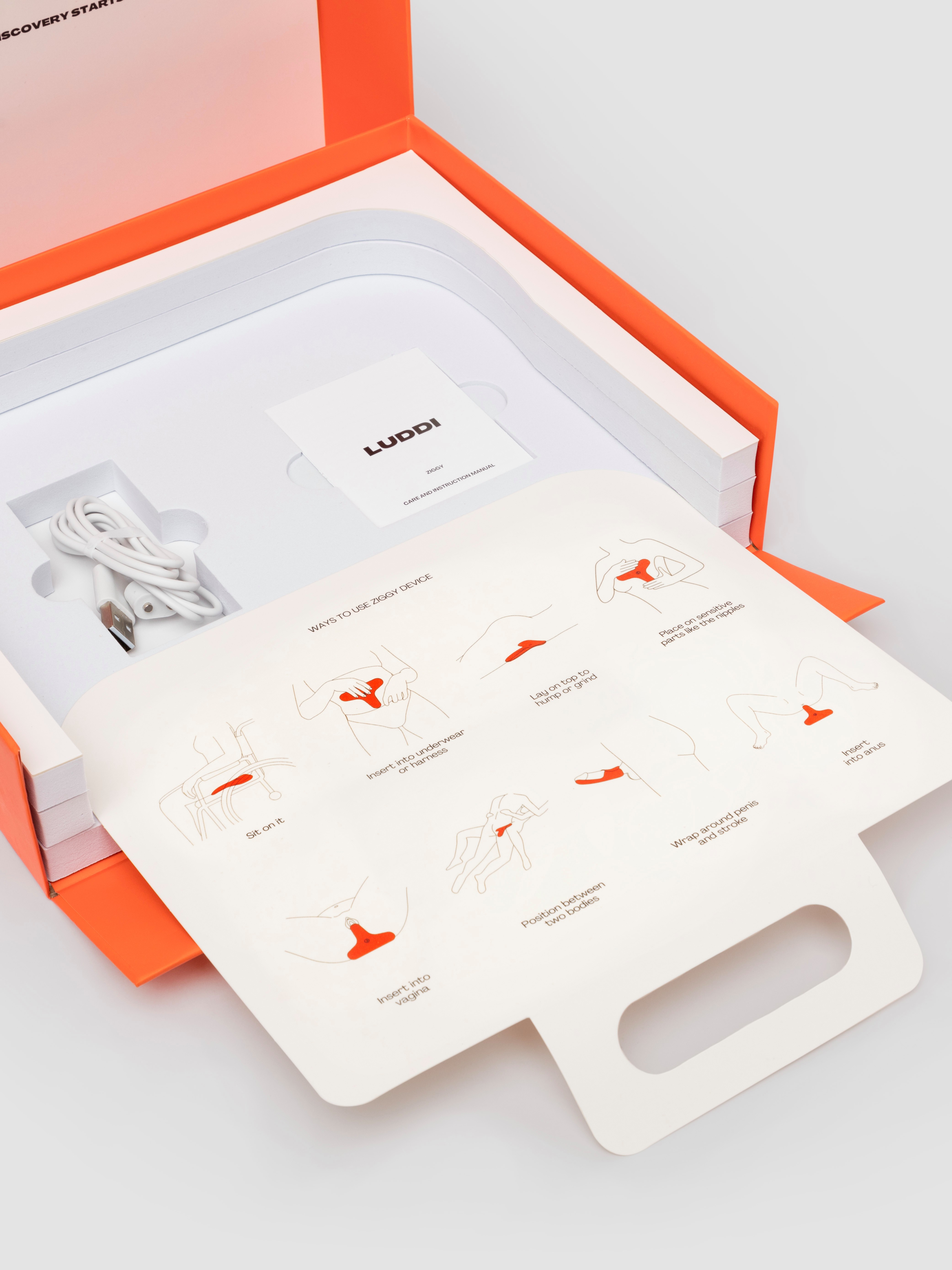 Luddi Ziggy Rechargeable Unisex Accessible Silicone Vibrator, Orange, hi-res