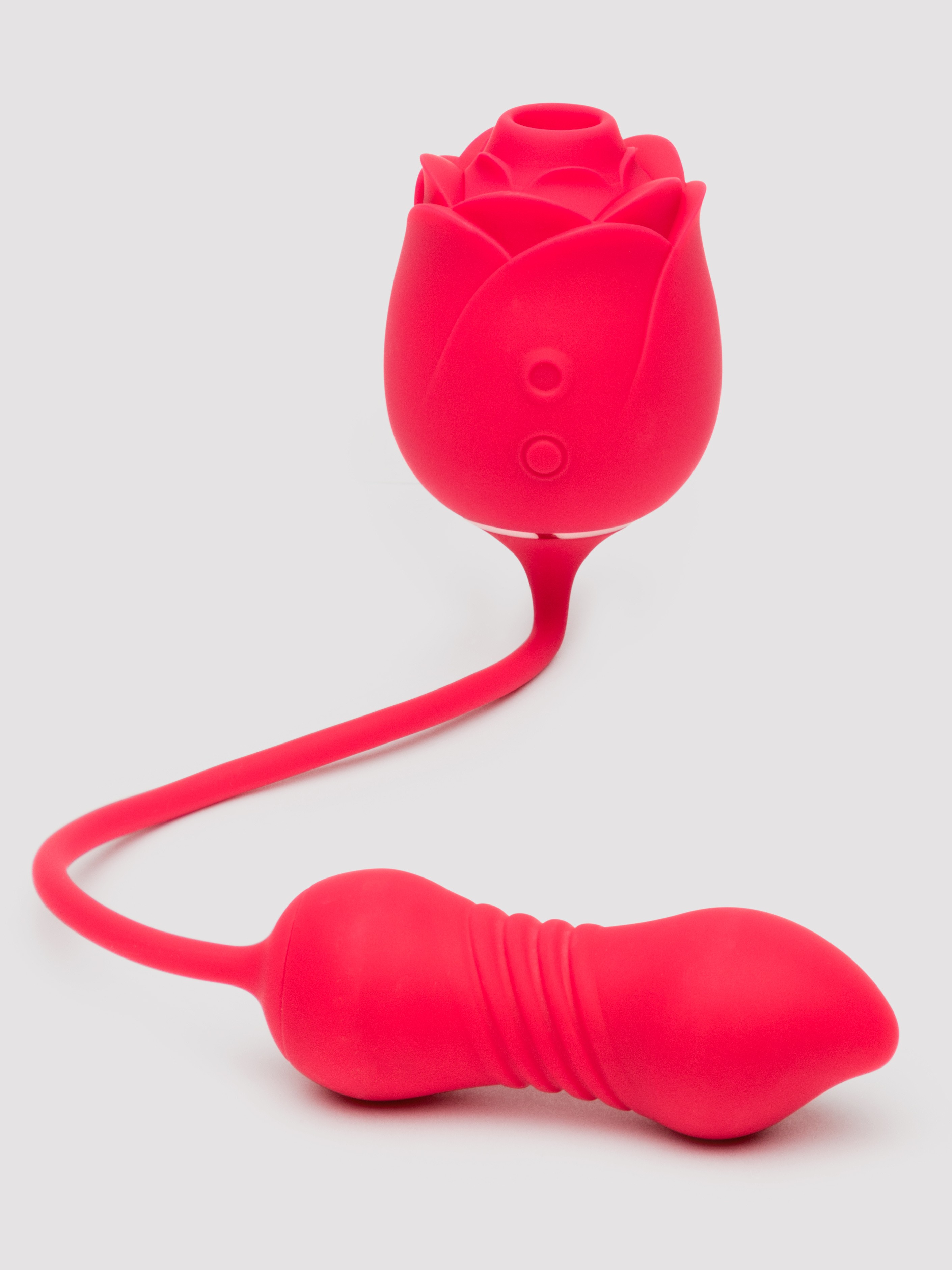 Image of Lovehoney Power Petal 2-in-1 Clitoral Suction Stimulator with Thrusting Egg Vibrator - Red