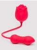 Lovehoney Power Petal 2-in-1 Clitoral Suction Stimulator with Thrusting Egg Vibrator, Red, hi-res