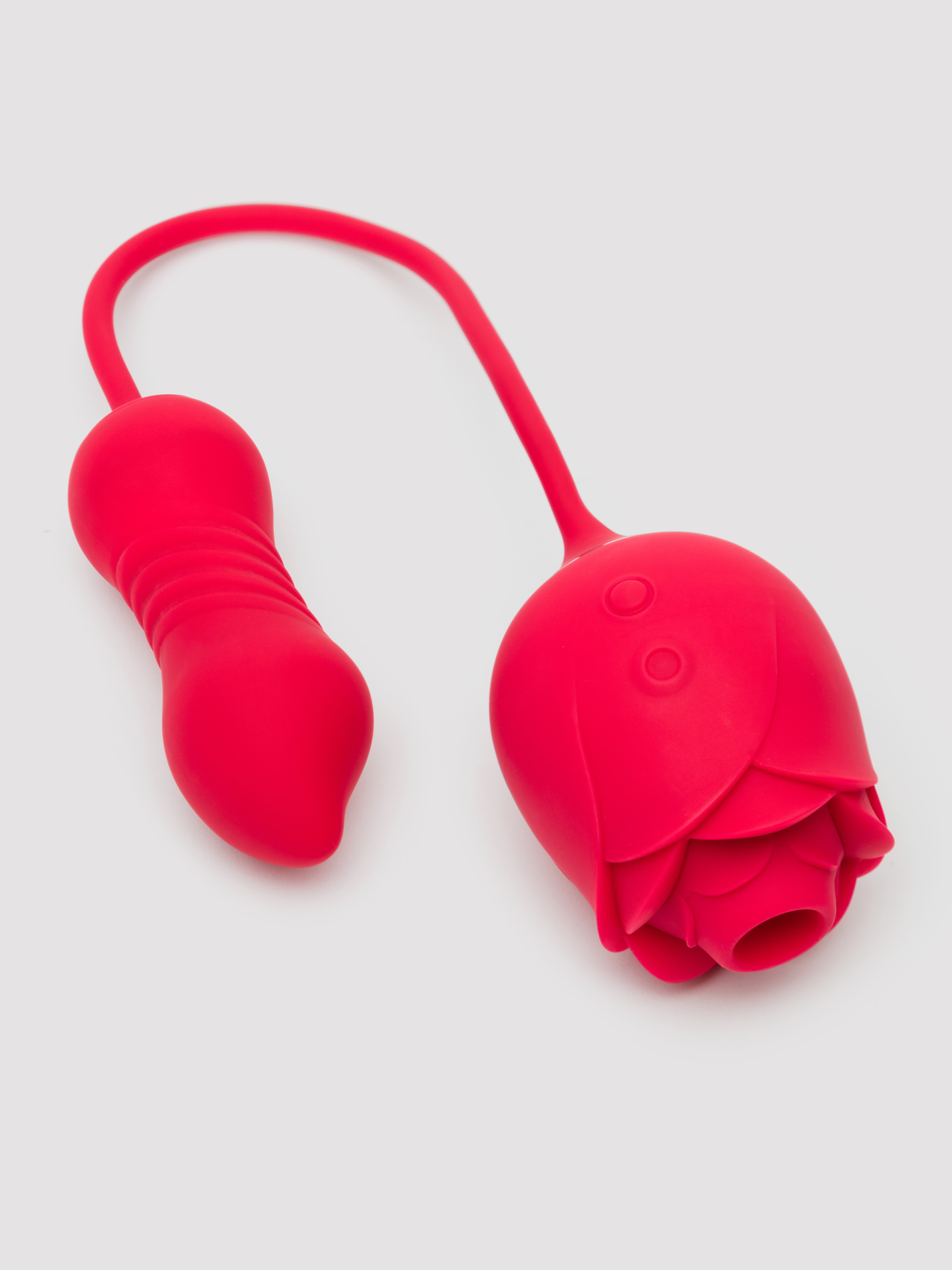 Lovehoney Power Petal 2-in-1 Clitoral Suction Stimulator with Thrusting Egg Vibrator, Red, hi-res