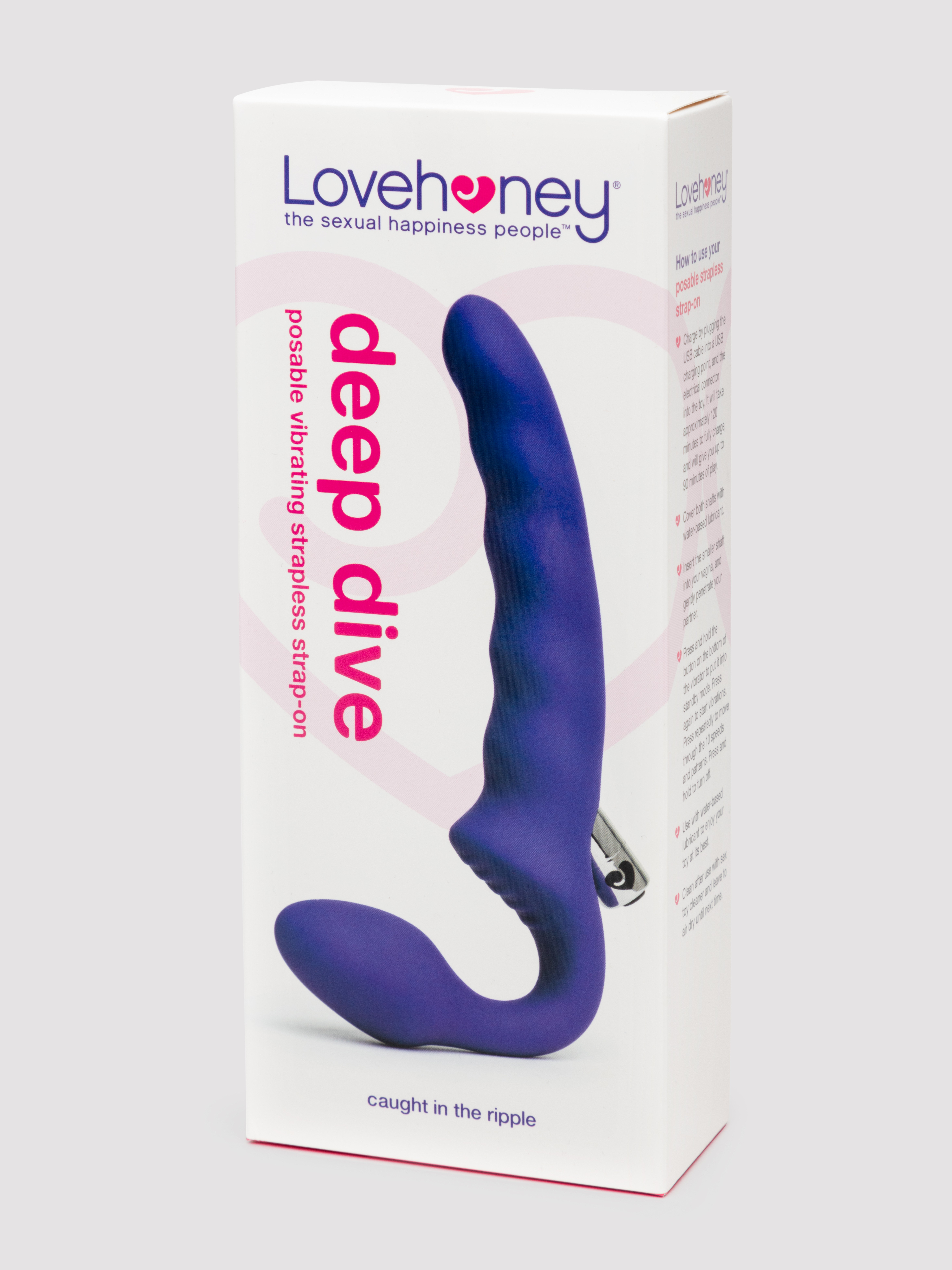 Lovehoney Deep Dive Posable Rechargeable Vibrating Strapless Strap-On, Purple, hi-res