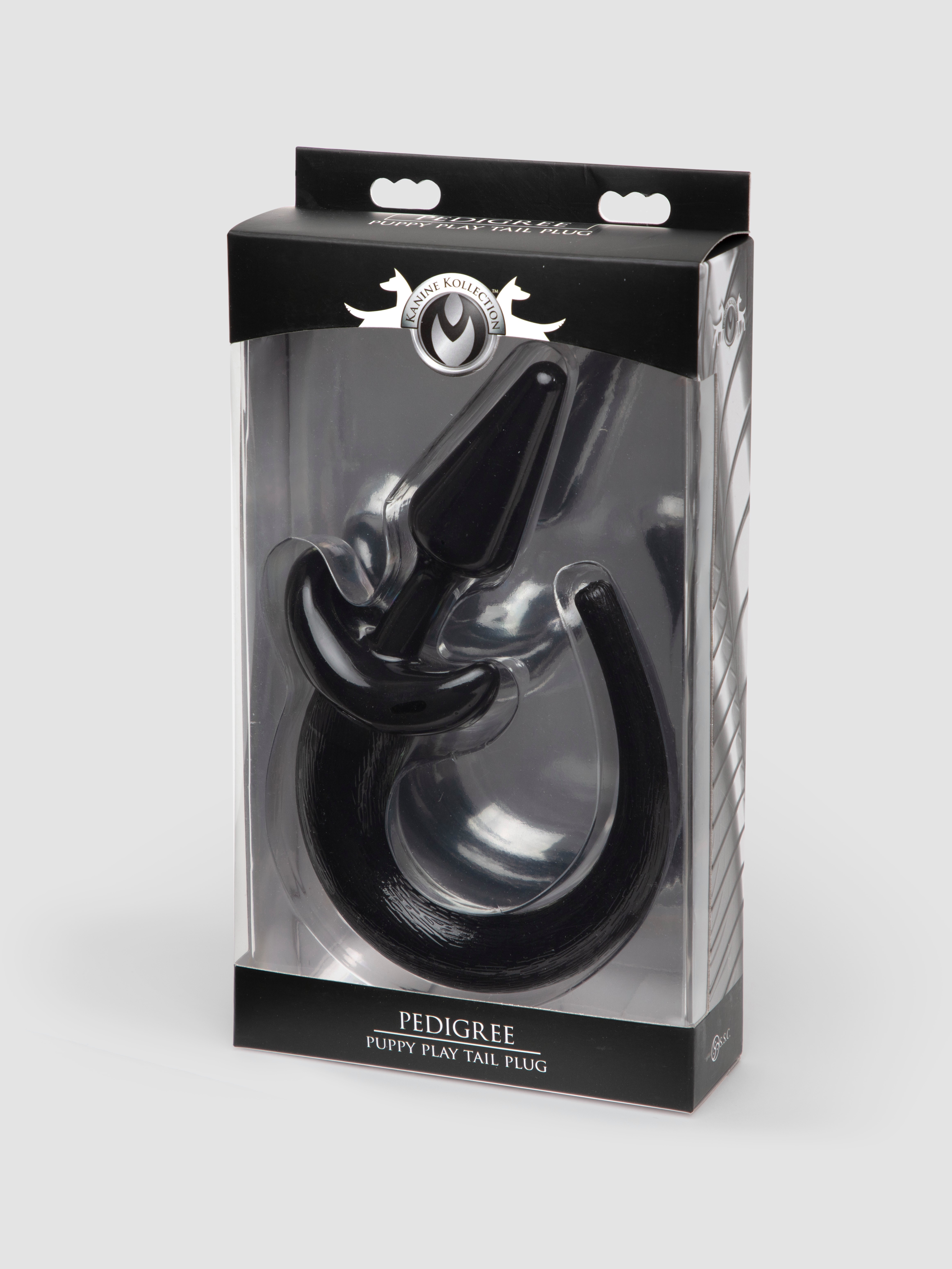 Master Series Pedigree Puppy Play Animal Tail Butt Plug 4 Inch, Black, hi-res