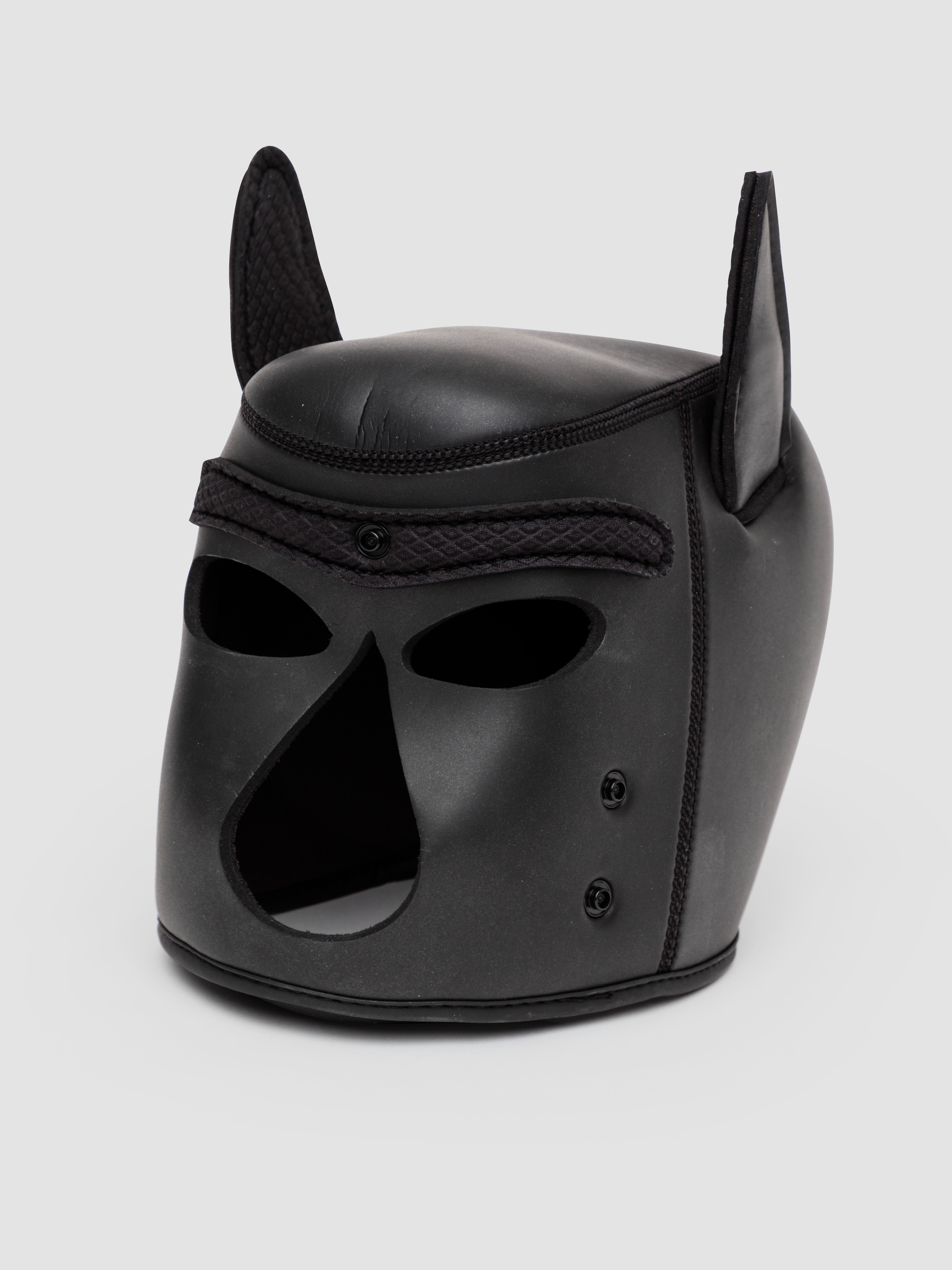 Neoprene Puppy Play Hood, Black, hi-res