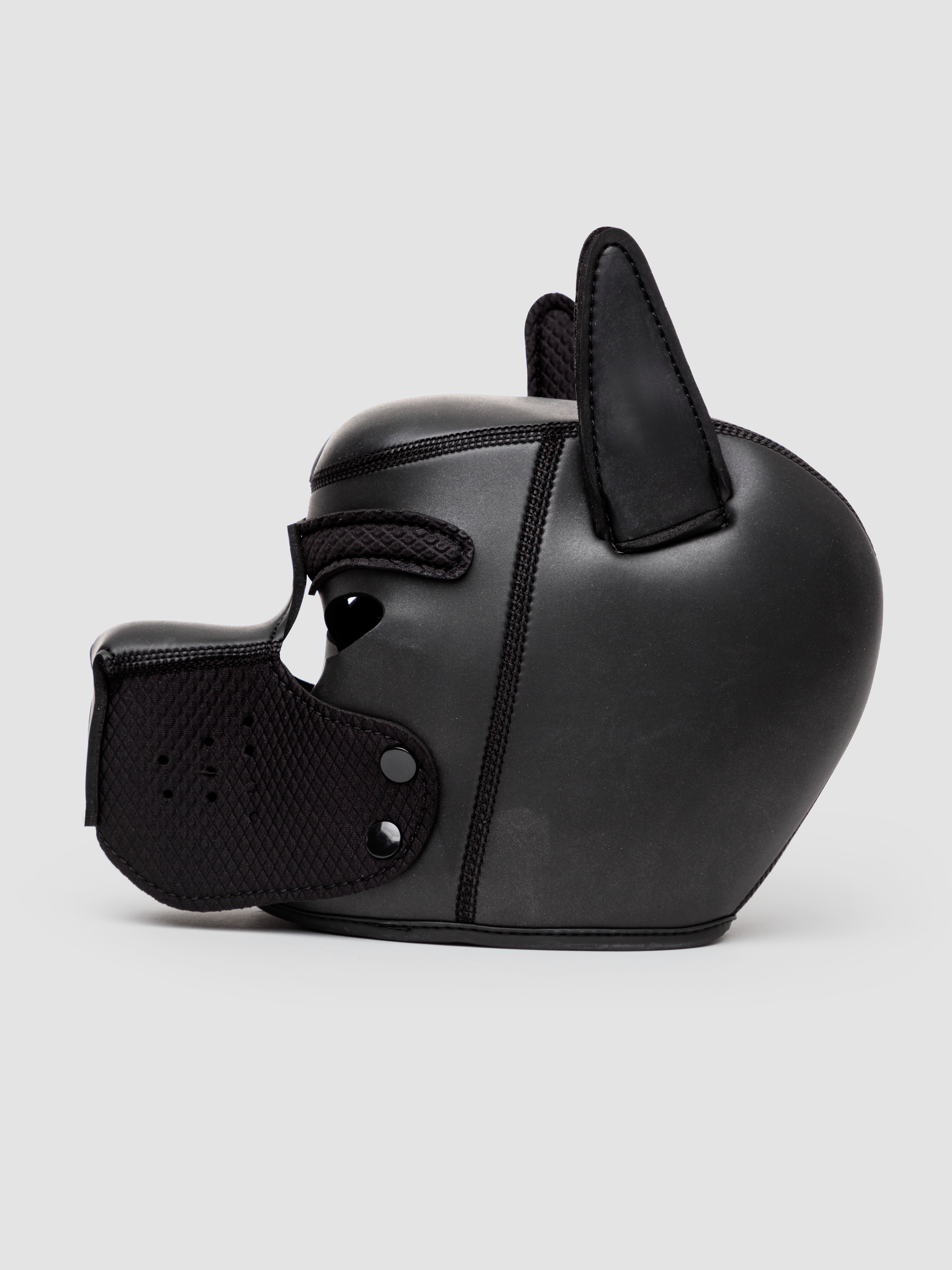 Neoprene Puppy Play Hood, Black, hi-res