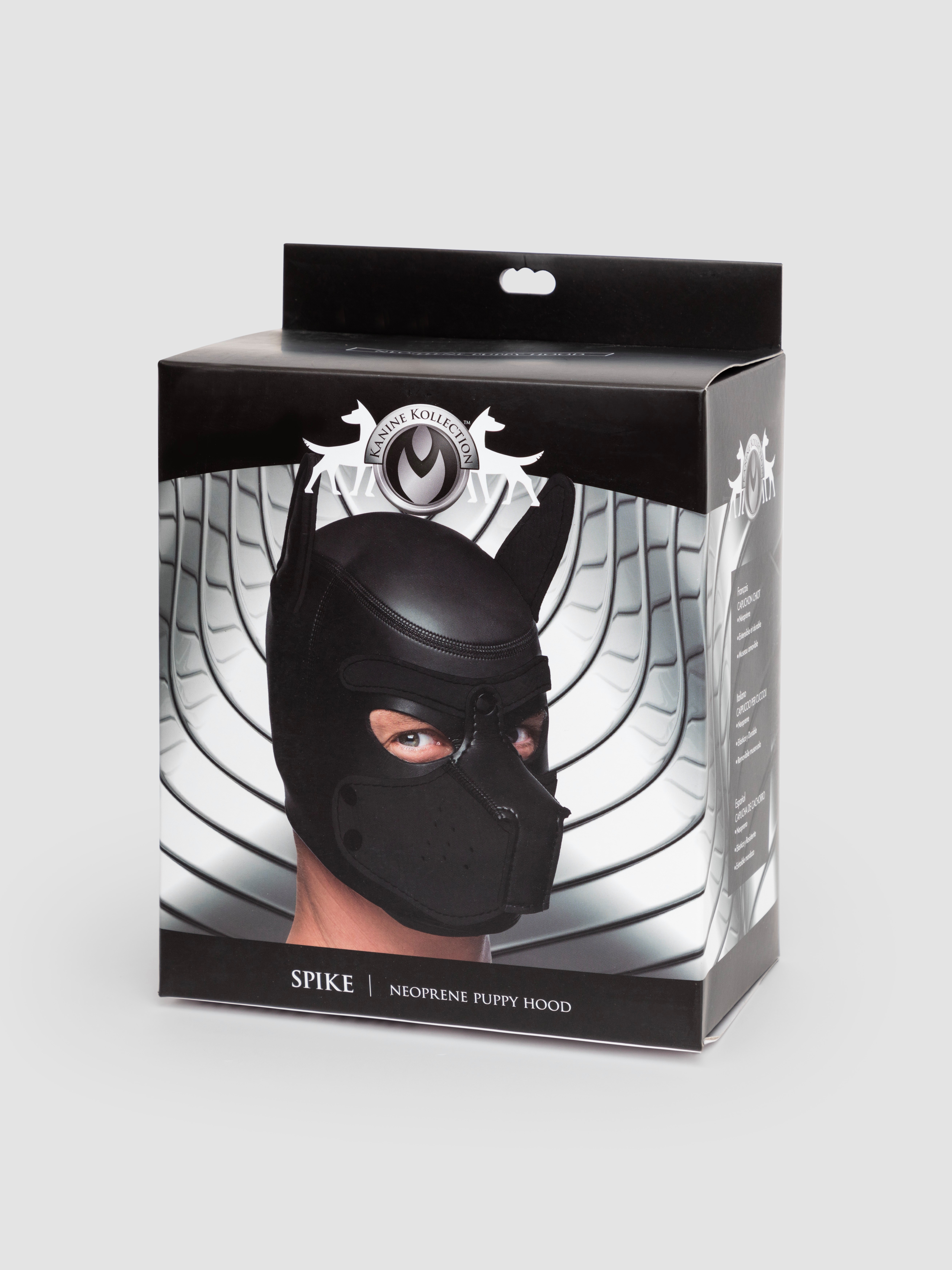 Neoprene Puppy Play Hood, Black, hi-res