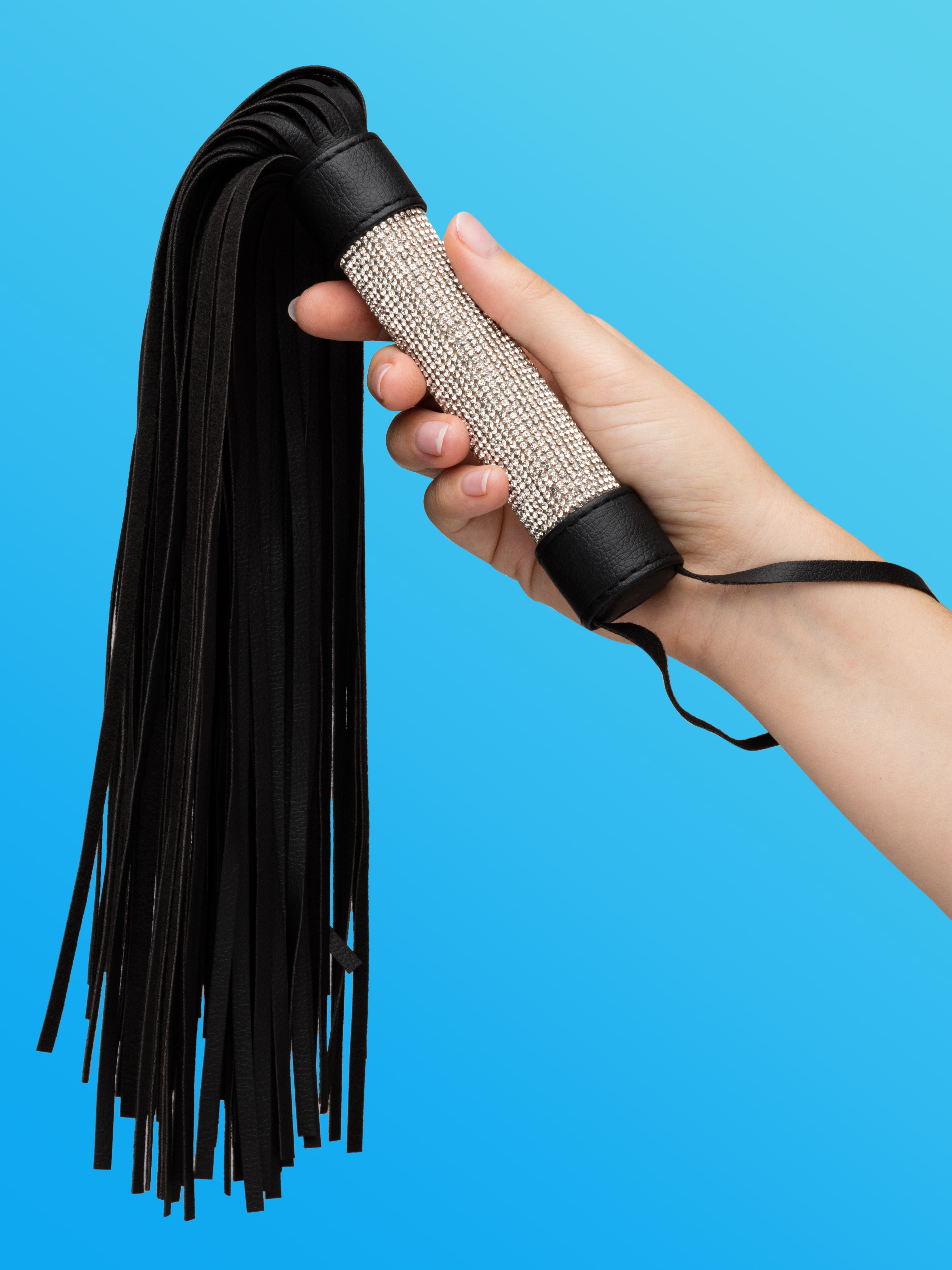 Bondage Boutique Silver Diamante Flogger, Black, hi-res