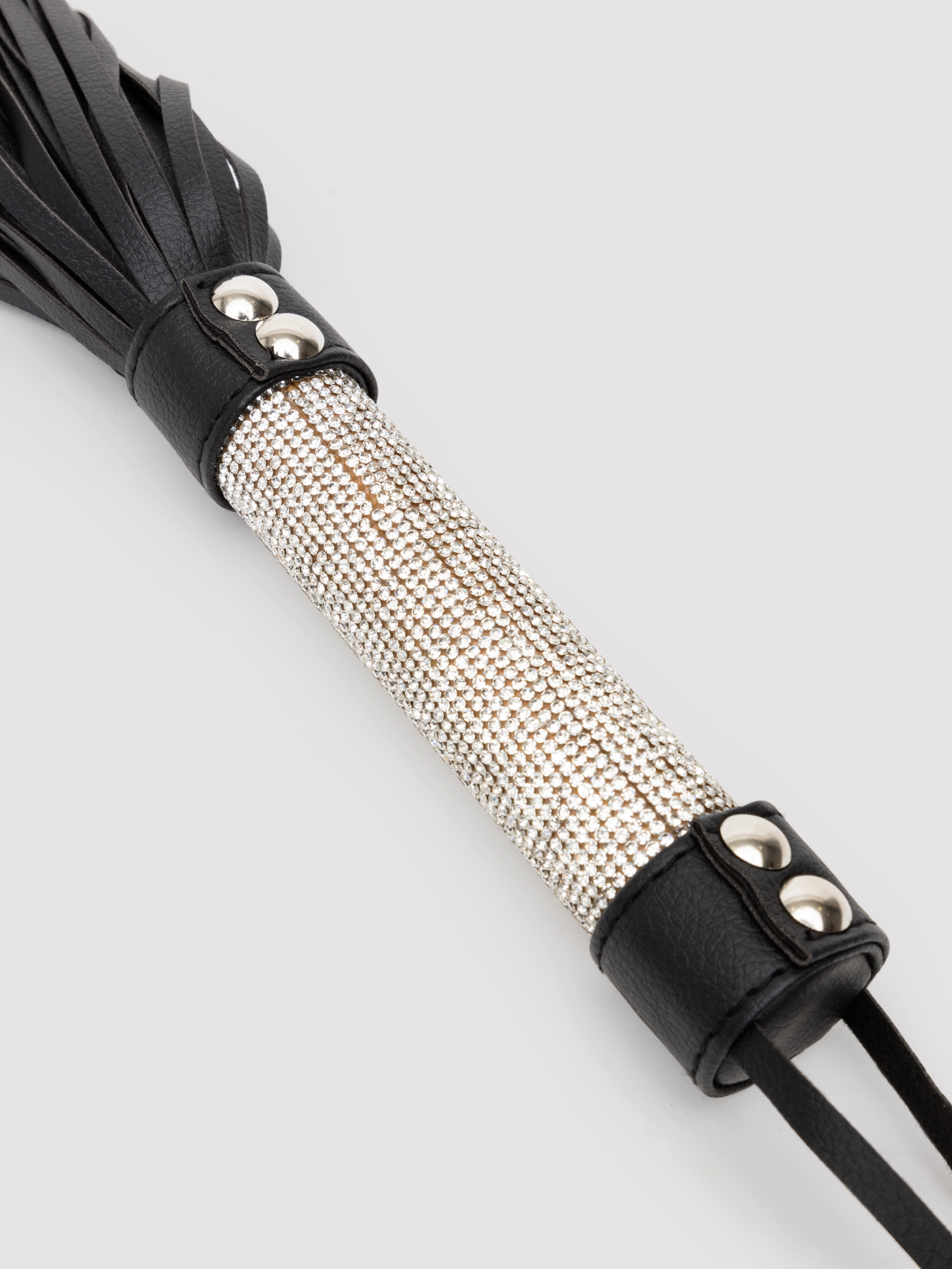Bondage Boutique Silver Diamante Flogger, Black, hi-res