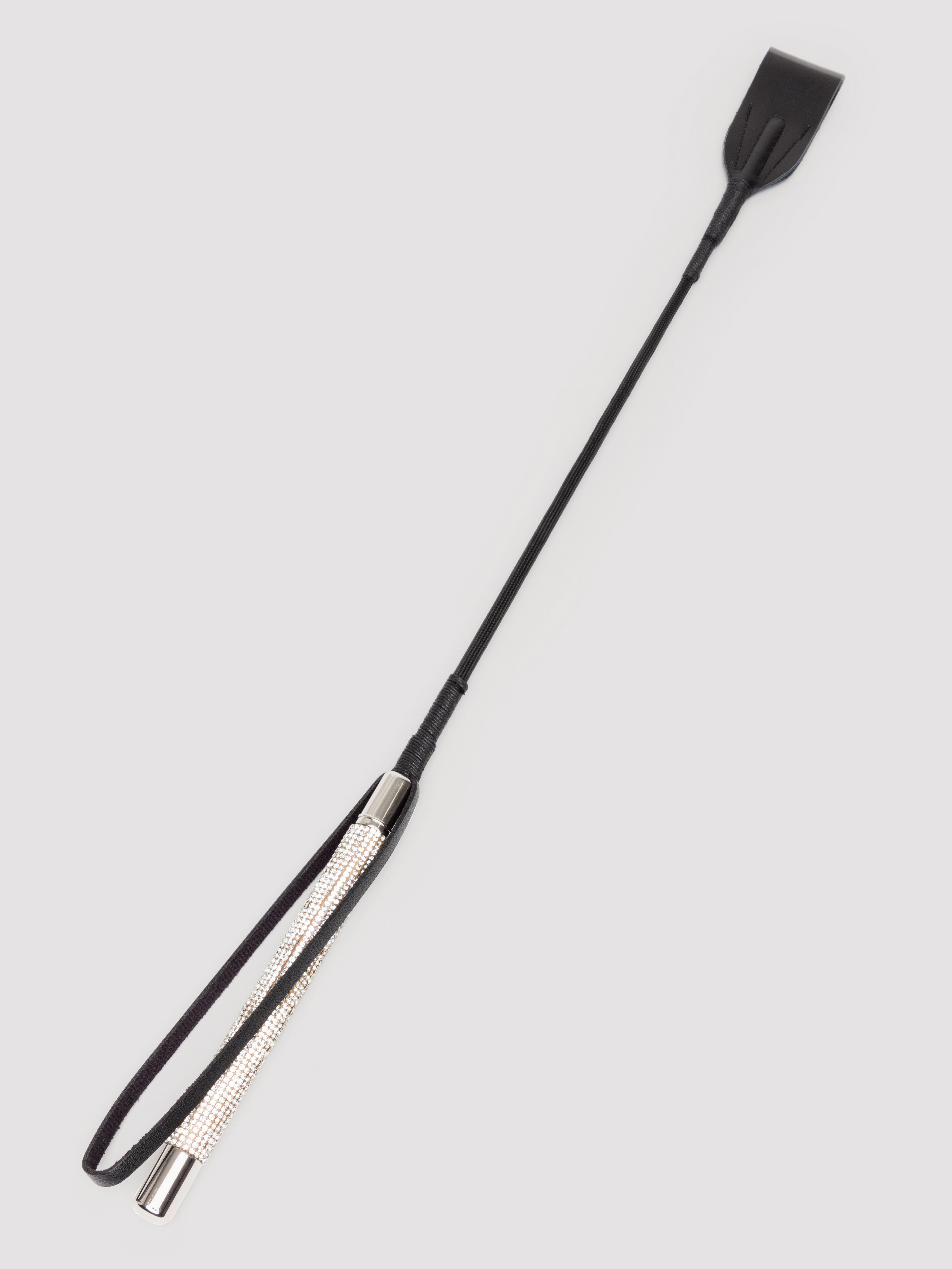 Bondage Boutique Silver Diamante Crop, Black, hi-res