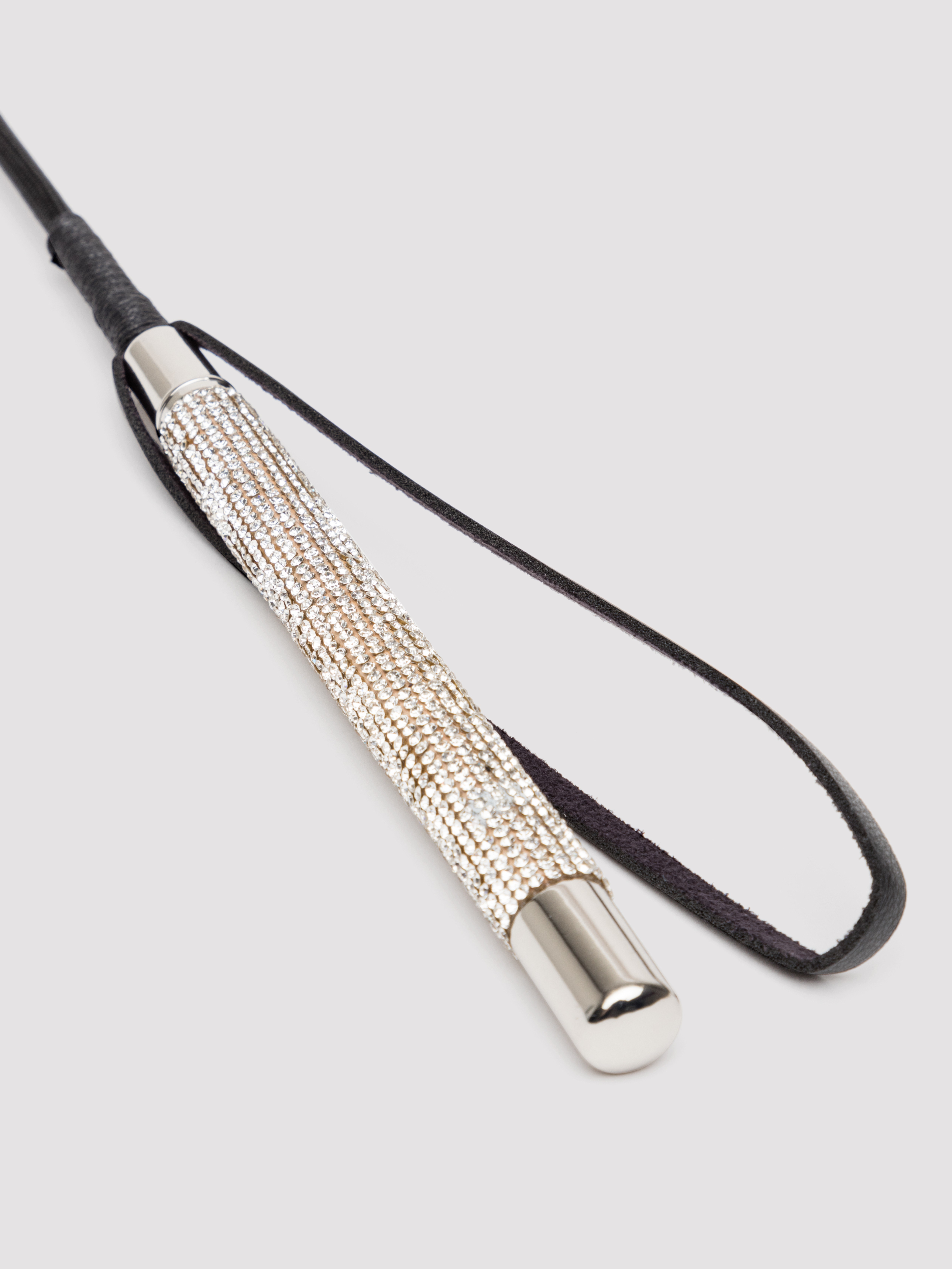 Bondage Boutique Silver Diamante Crop, Black, hi-res