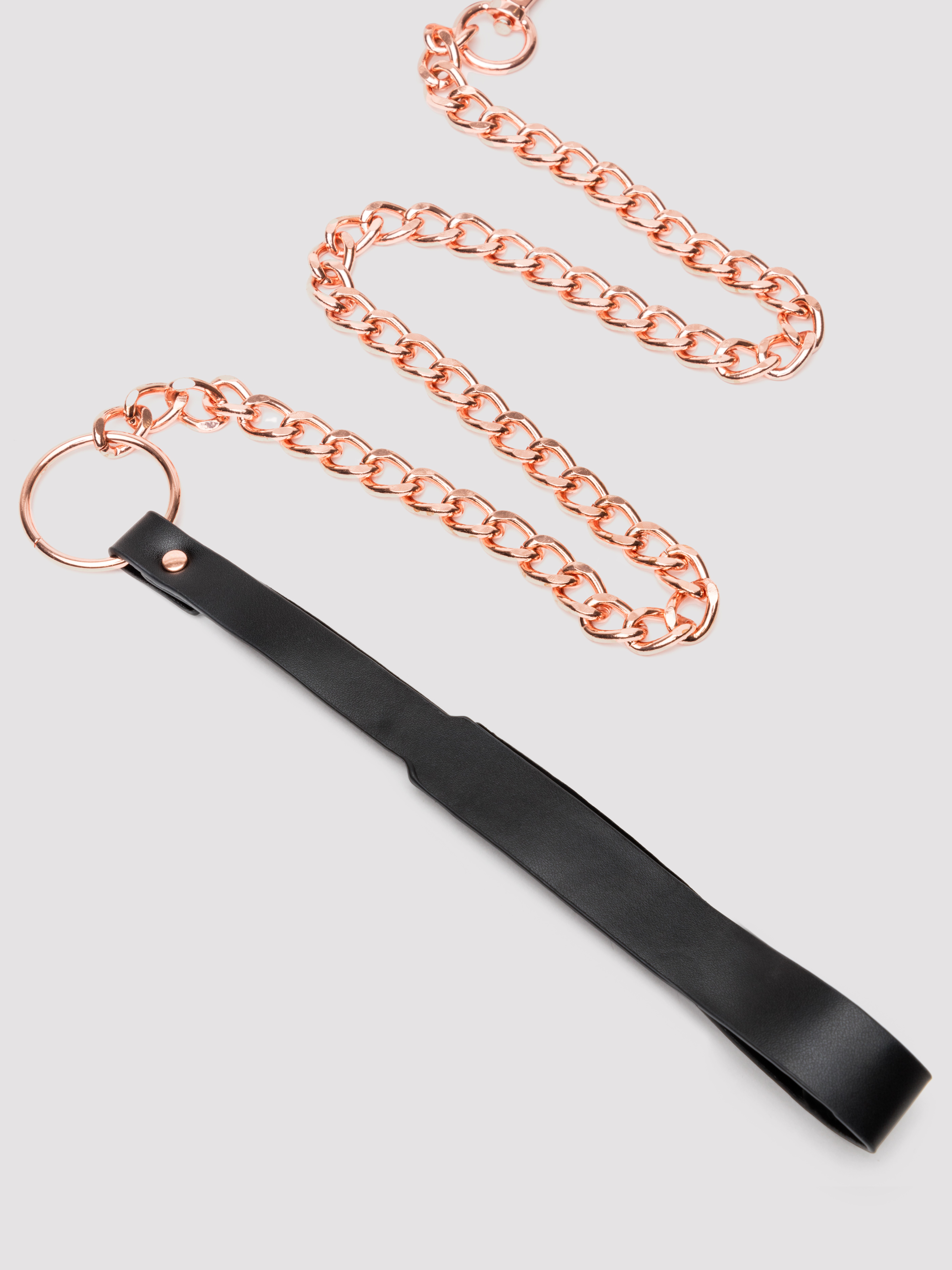 Lovehoney Premium Faux Leather Collar and Leash, Black, hi-res