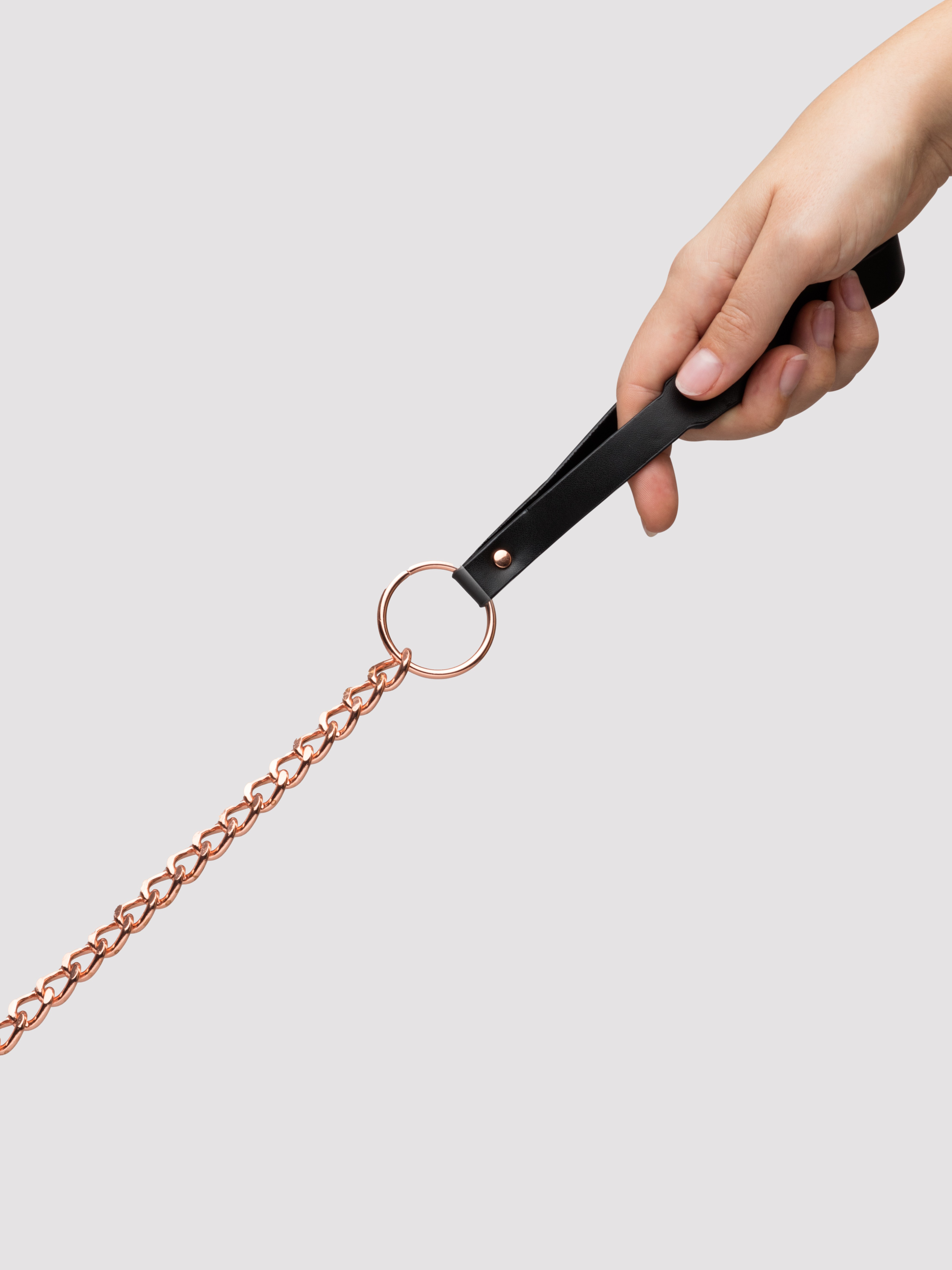 Lovehoney Premium Faux Leather Collar and Leash, Black, hi-res