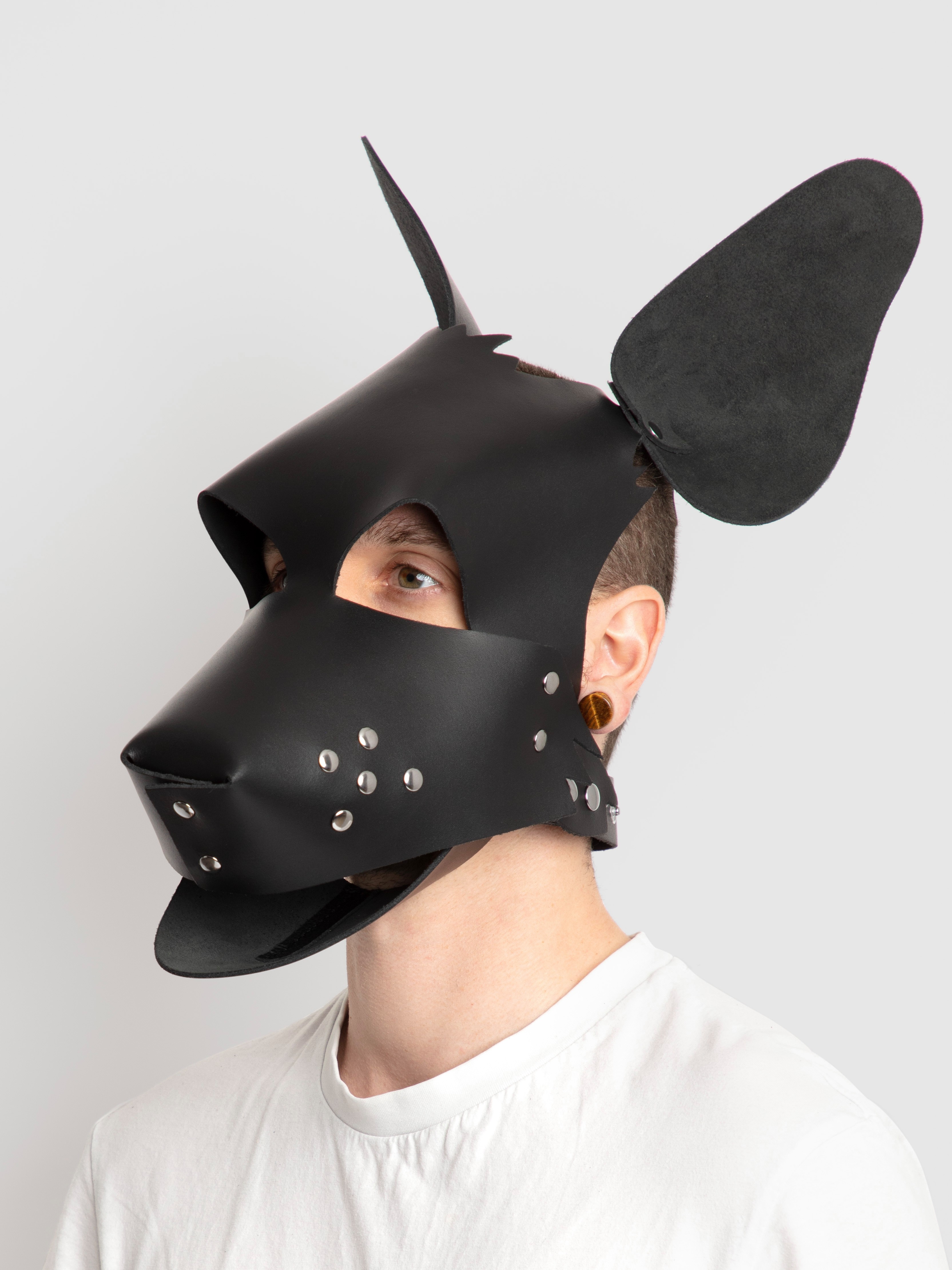 DOMINIX Deluxe Leather Puppy Play Hood, Black, hi-res