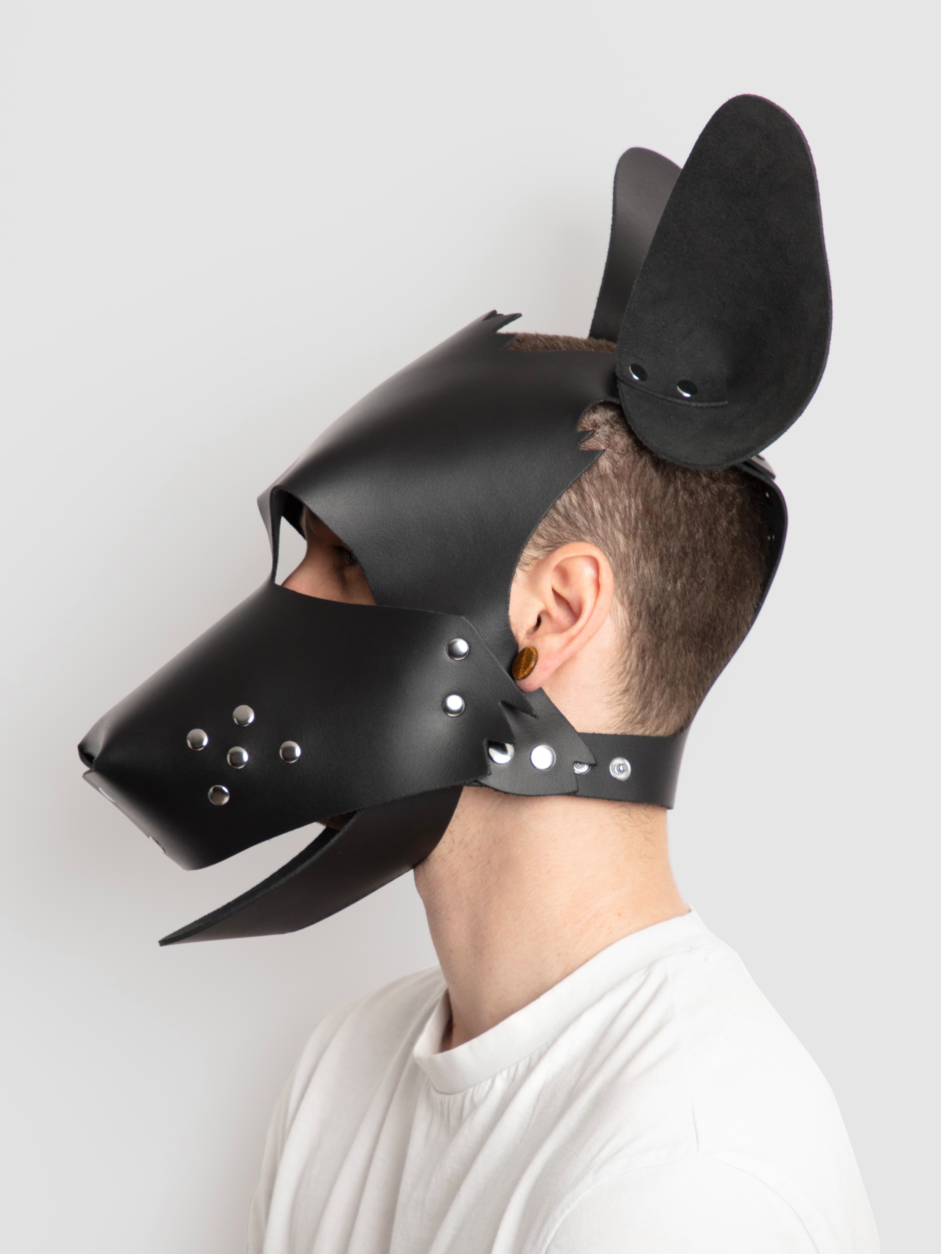 DOMINIX Deluxe Leather Puppy Play Hood, Black, hi-res