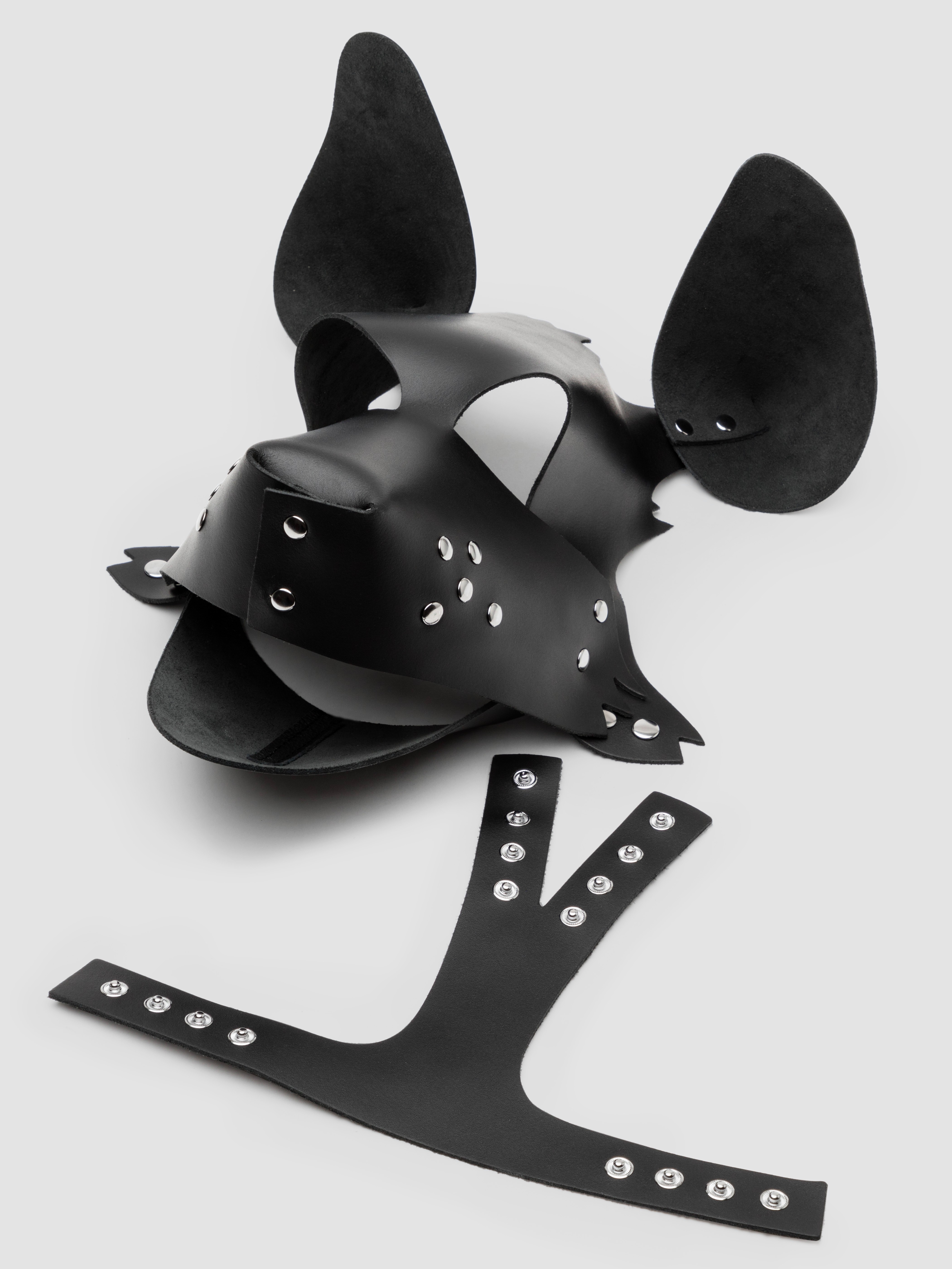 DOMINIX Deluxe Leather Puppy Play Hood, Black, hi-res