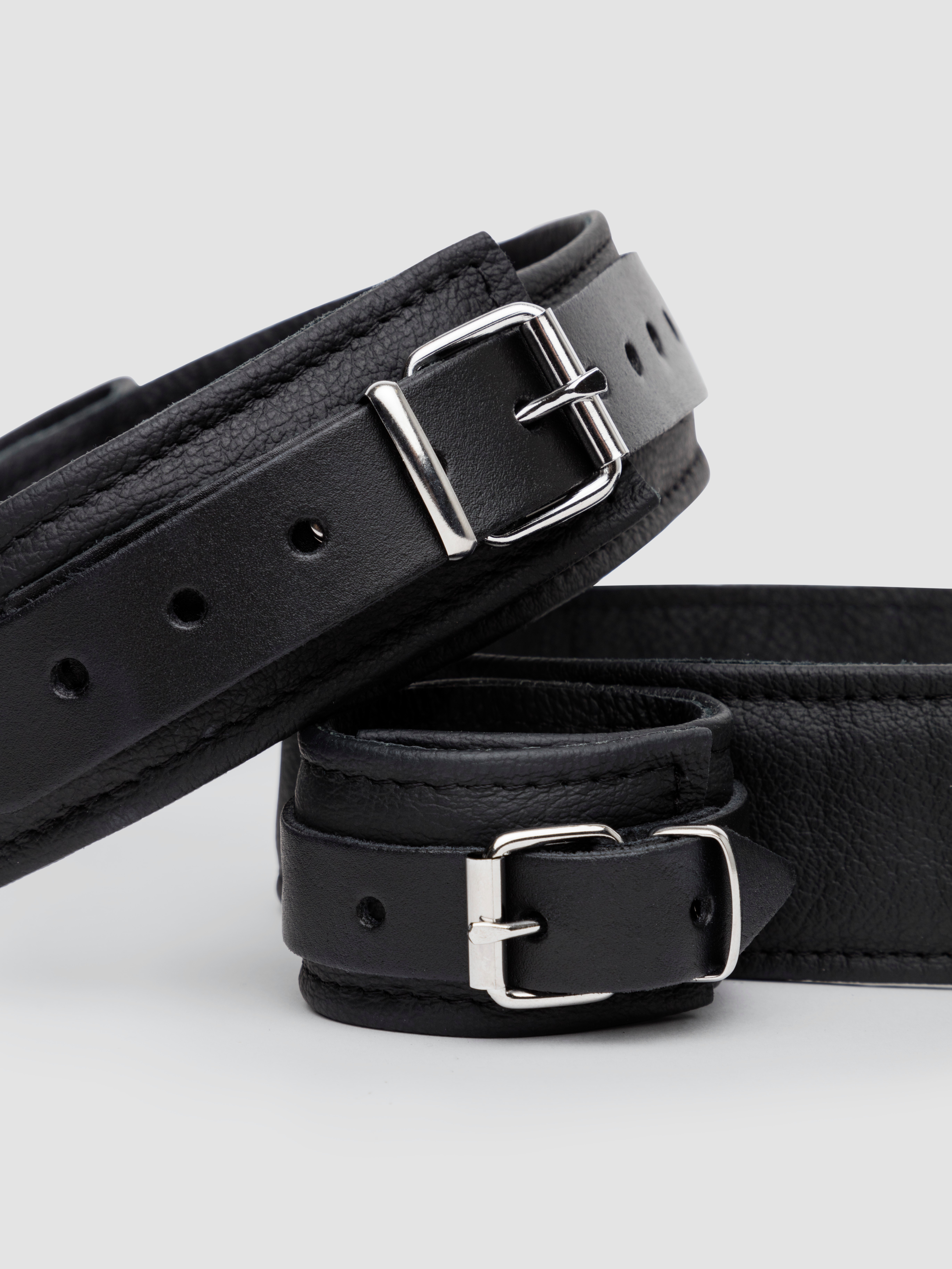 DOMINIX Deluxe Premium Leather Wrist to Thigh Restraint, Black, hi-res