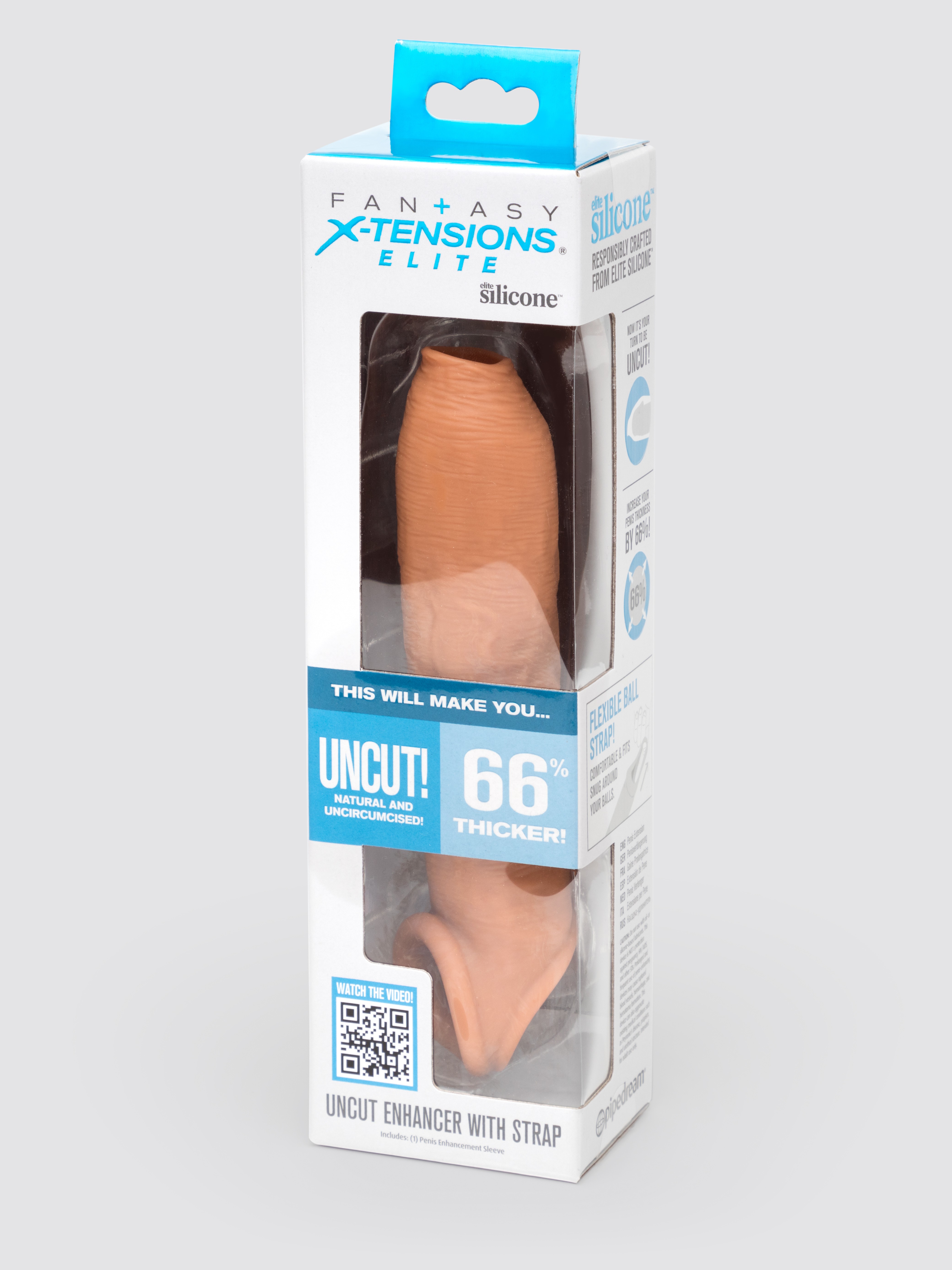 Fantasy X-Tensions Uncut Penis Enhancer with Strap, Flesh Tan, hi-res