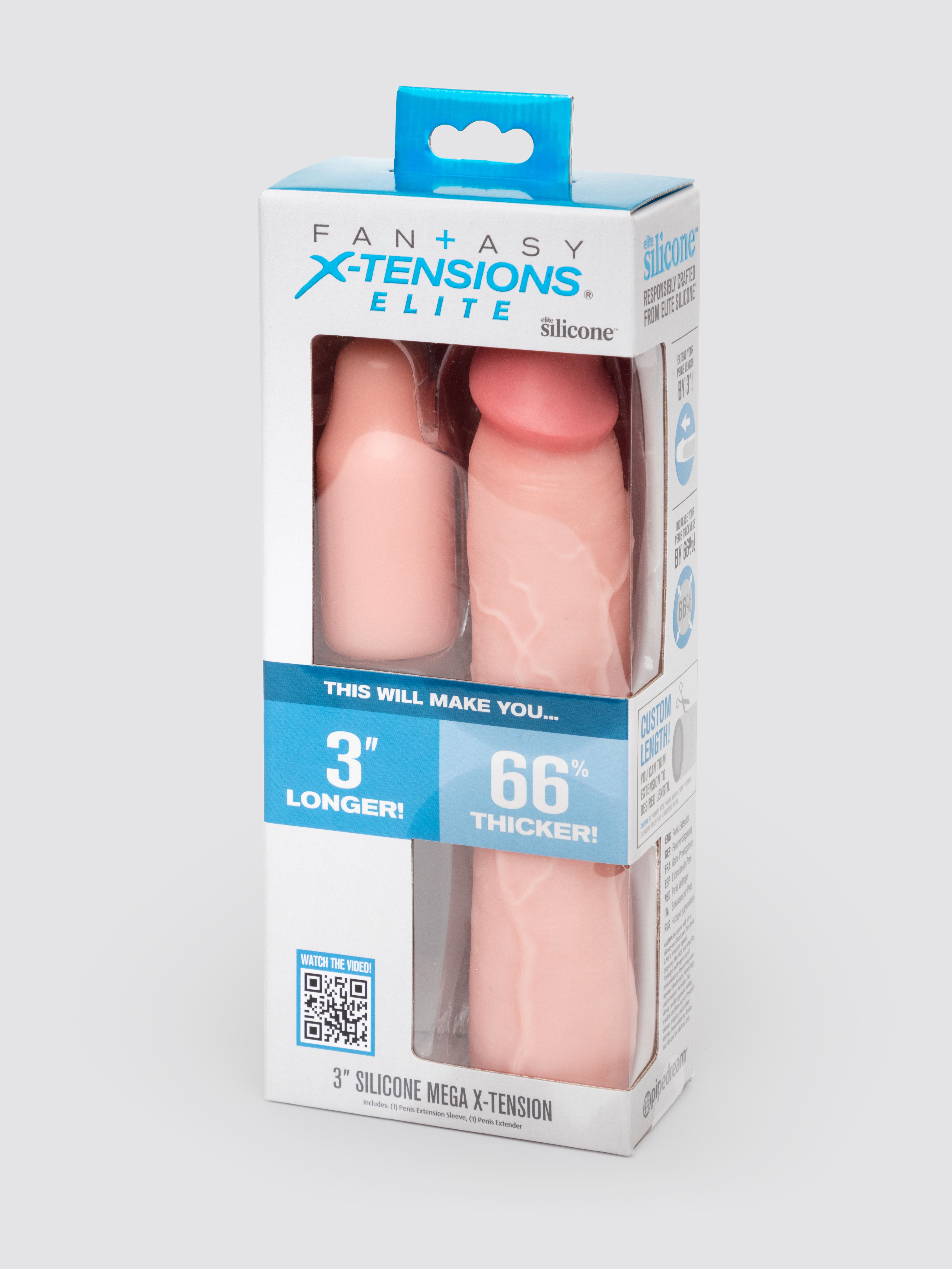 Fantasy X-Tensions 3 Extra Inch Silicone Penis Extender, Flesh Pink, hi-res