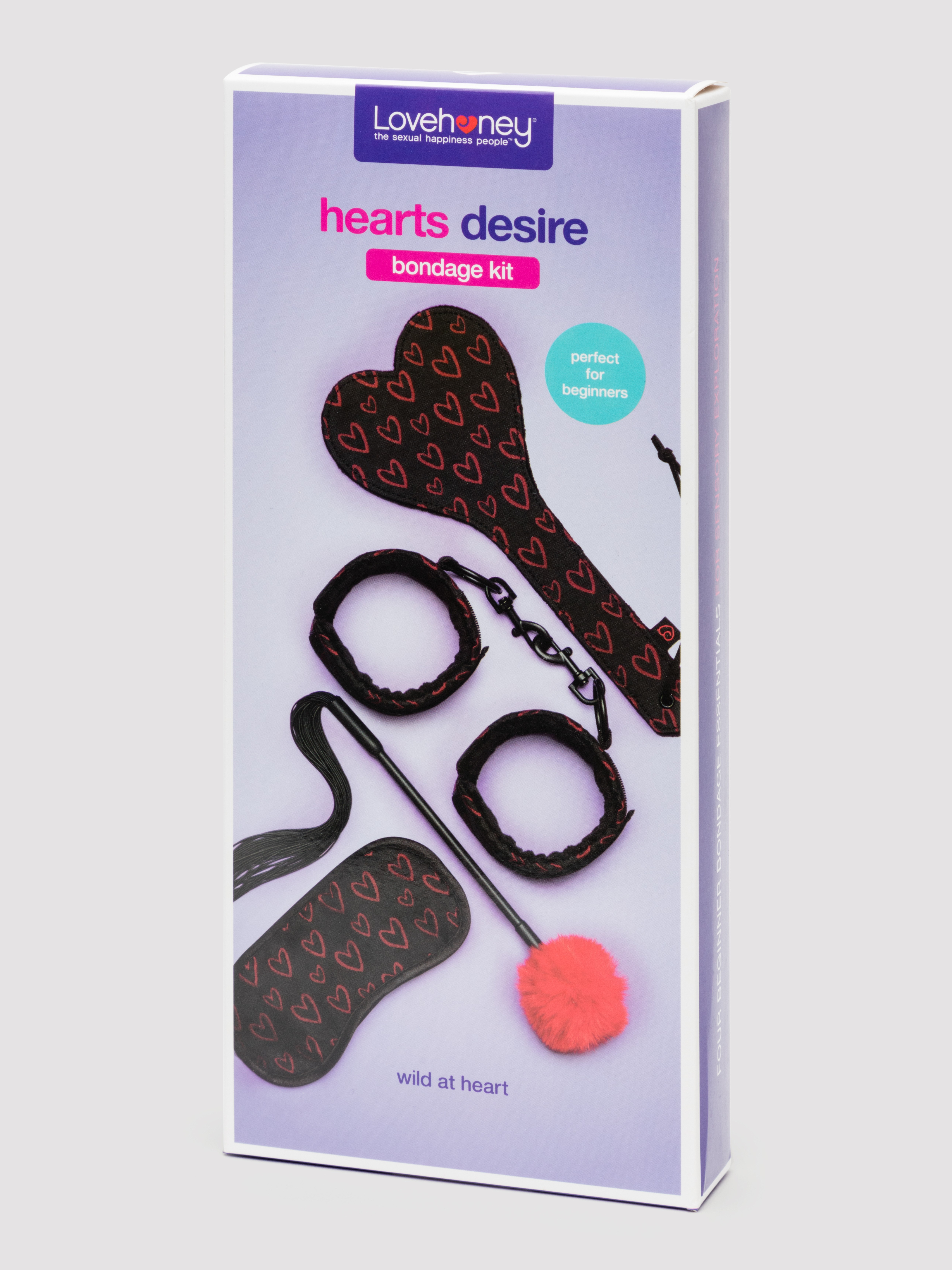 Lovehoney Heart Print Bondage Kit (4 Piece), Black, hi-res