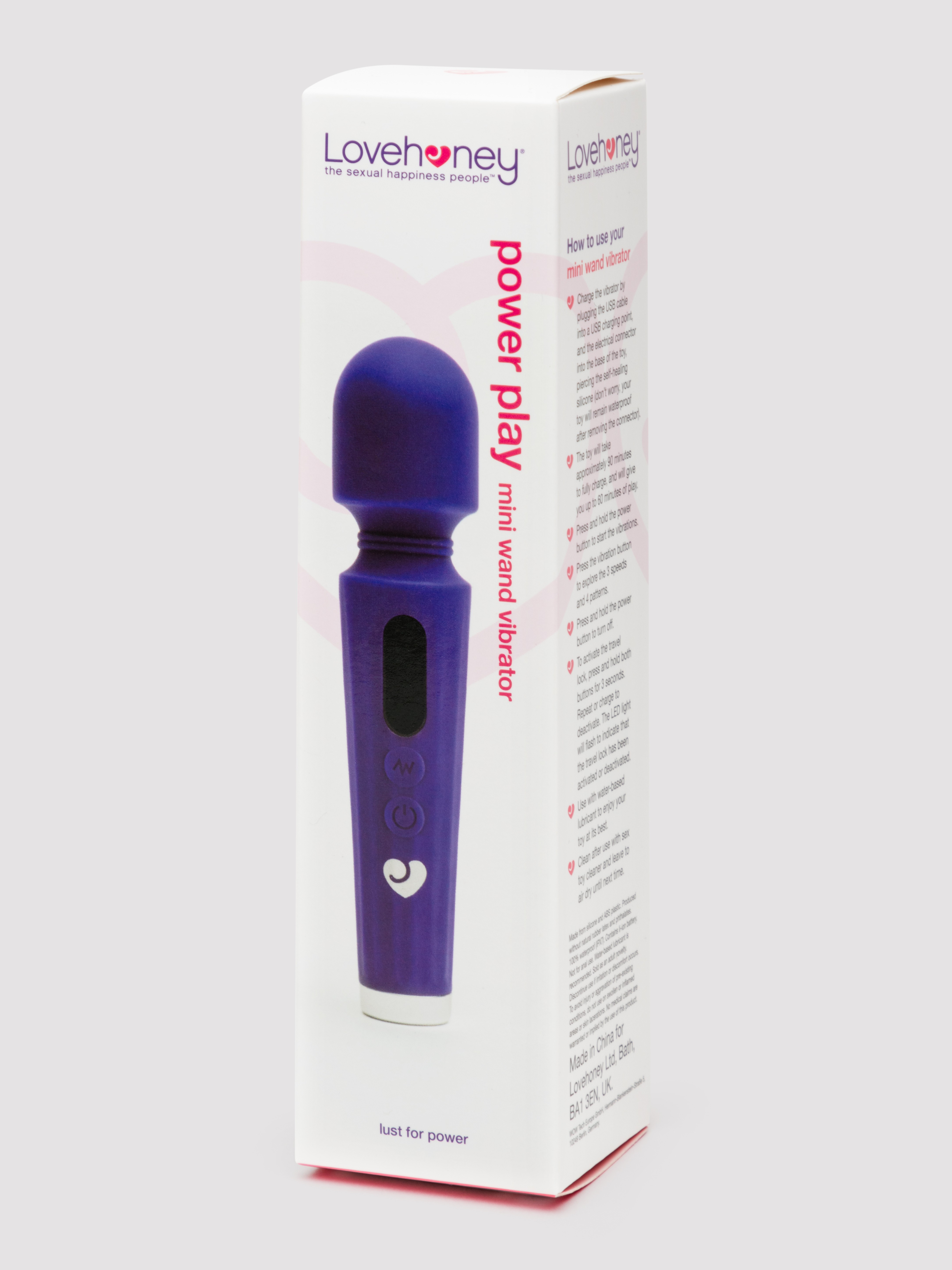 Lovehoney Power Play Rechargeable Mini Wand Vibrator, Purple, hi-res