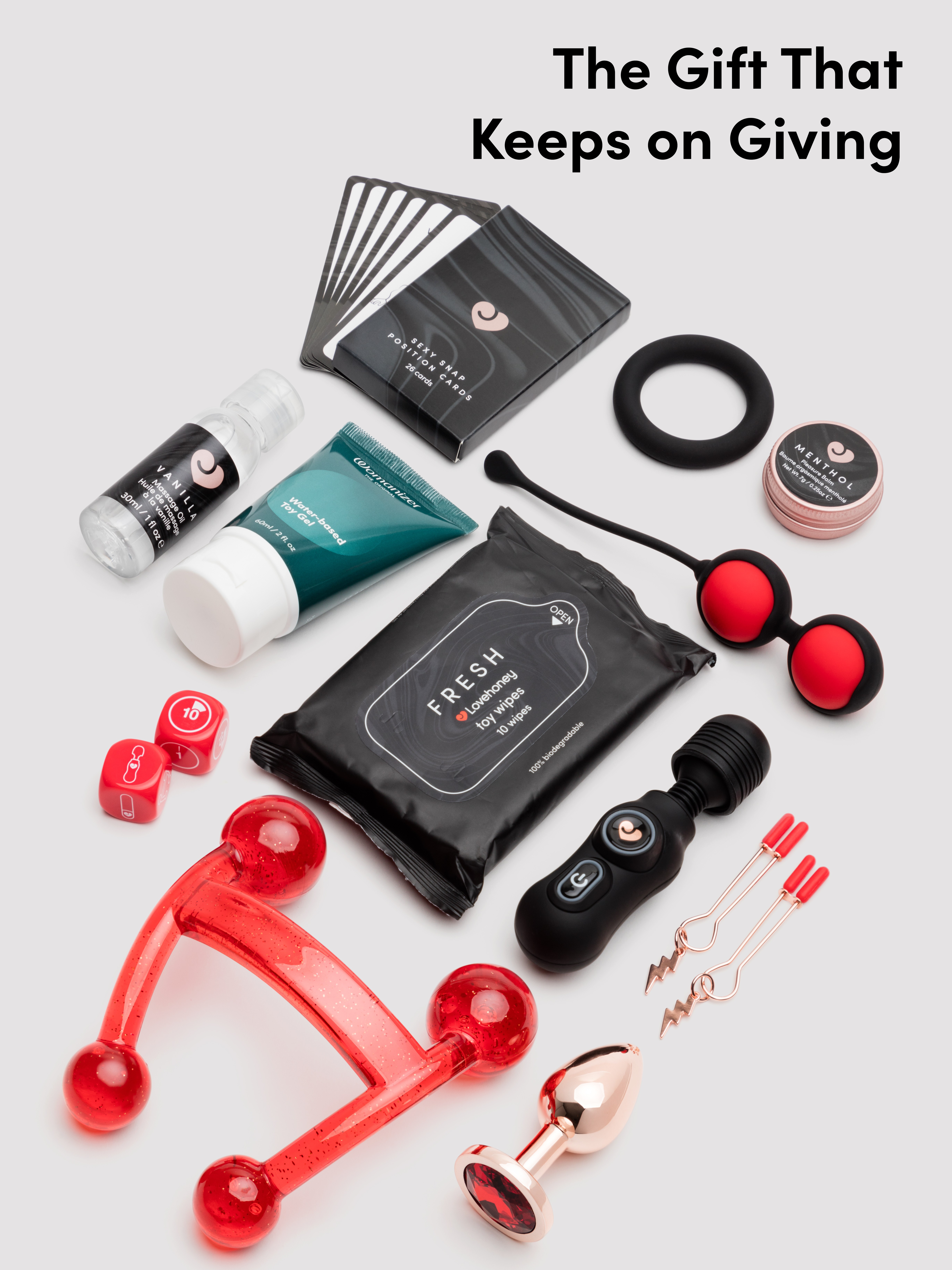 Lovehoney X Womanizer Couple's Sex Toy Gift Set, Red, hi-res