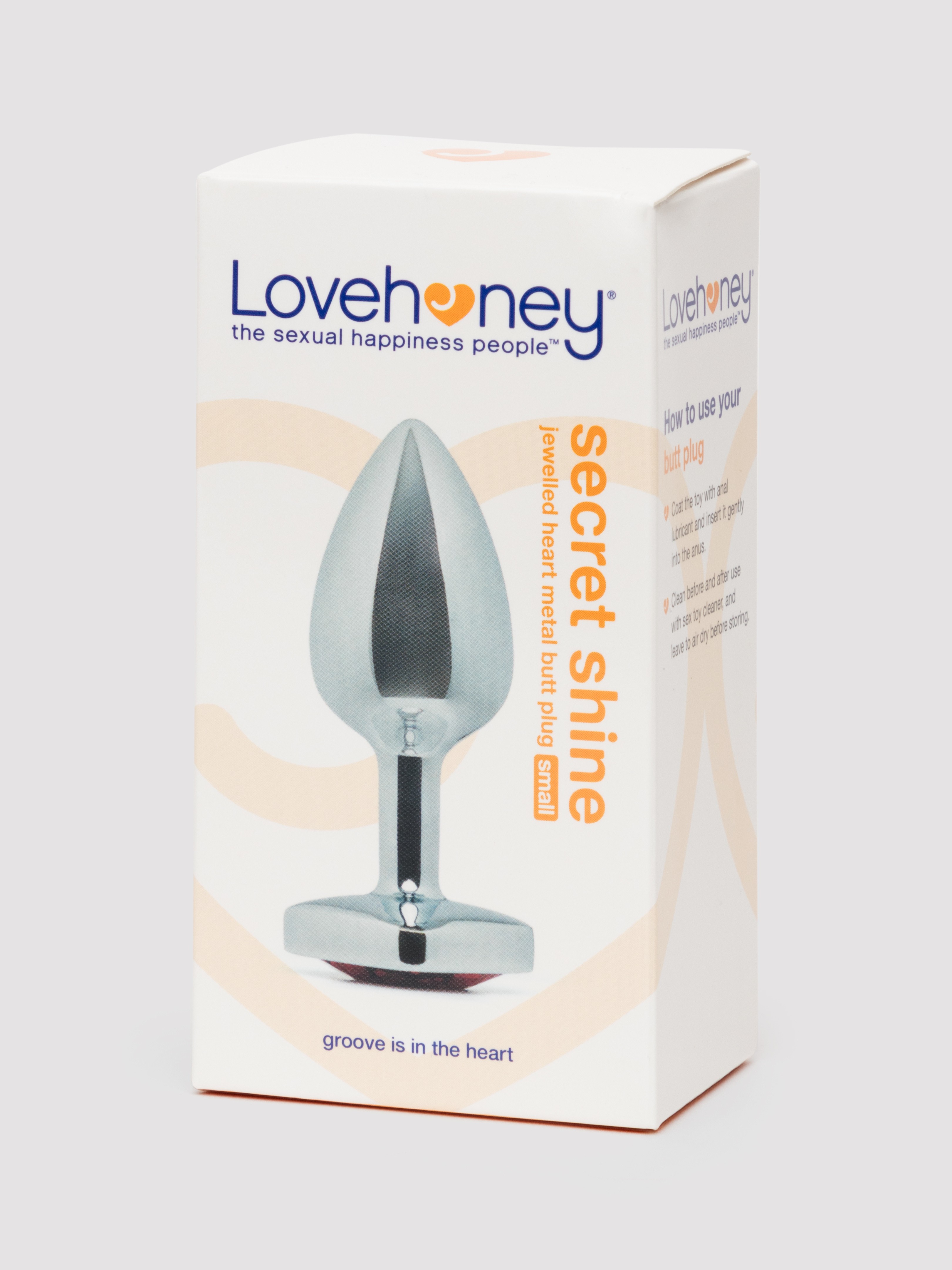 Lovehoney Secret Shine Jewelled Heart Butt Plug 2.5 Inch, Red, hi-res