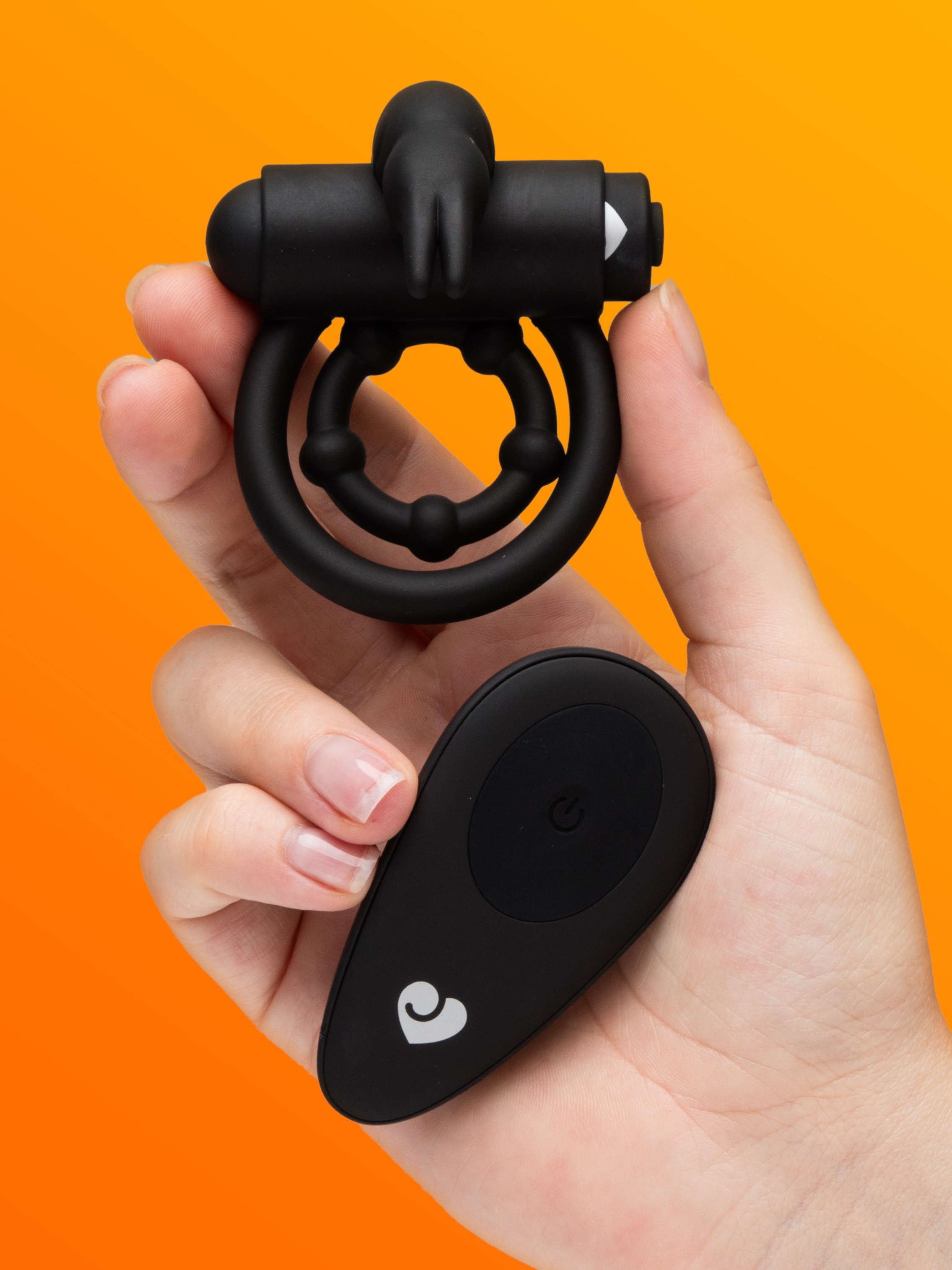 Lovehoney Hoppy Endings Remote-Control Rabbit Cock Ring, Black, hi-res