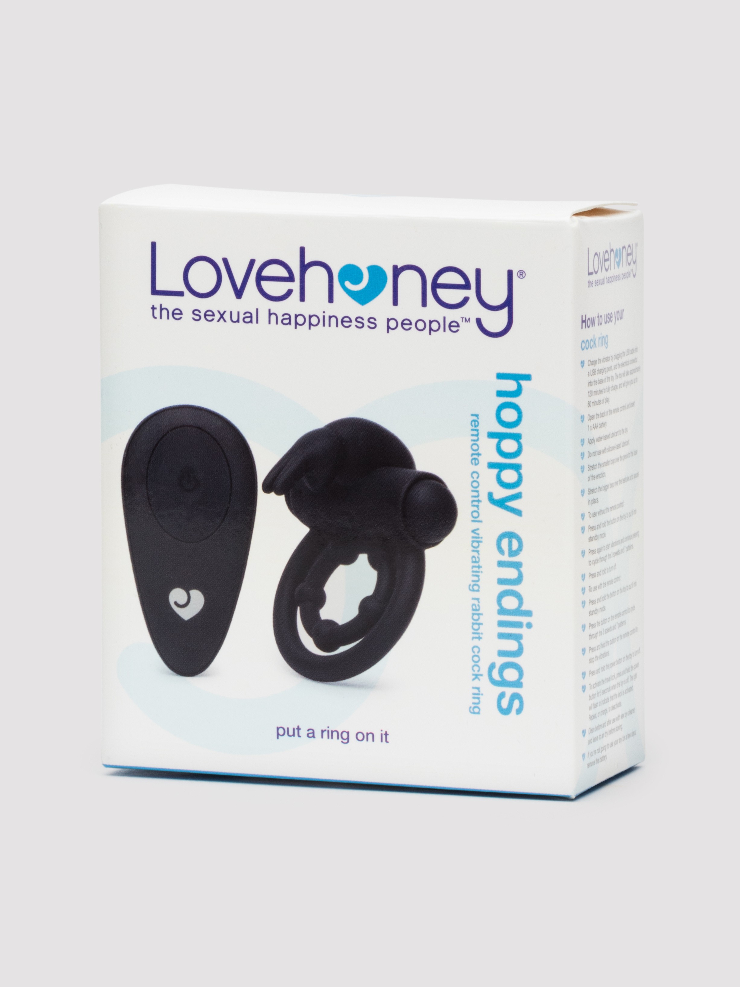 Lovehoney Hoppy Endings Remote-Control Rabbit Cock Ring, Black, hi-res