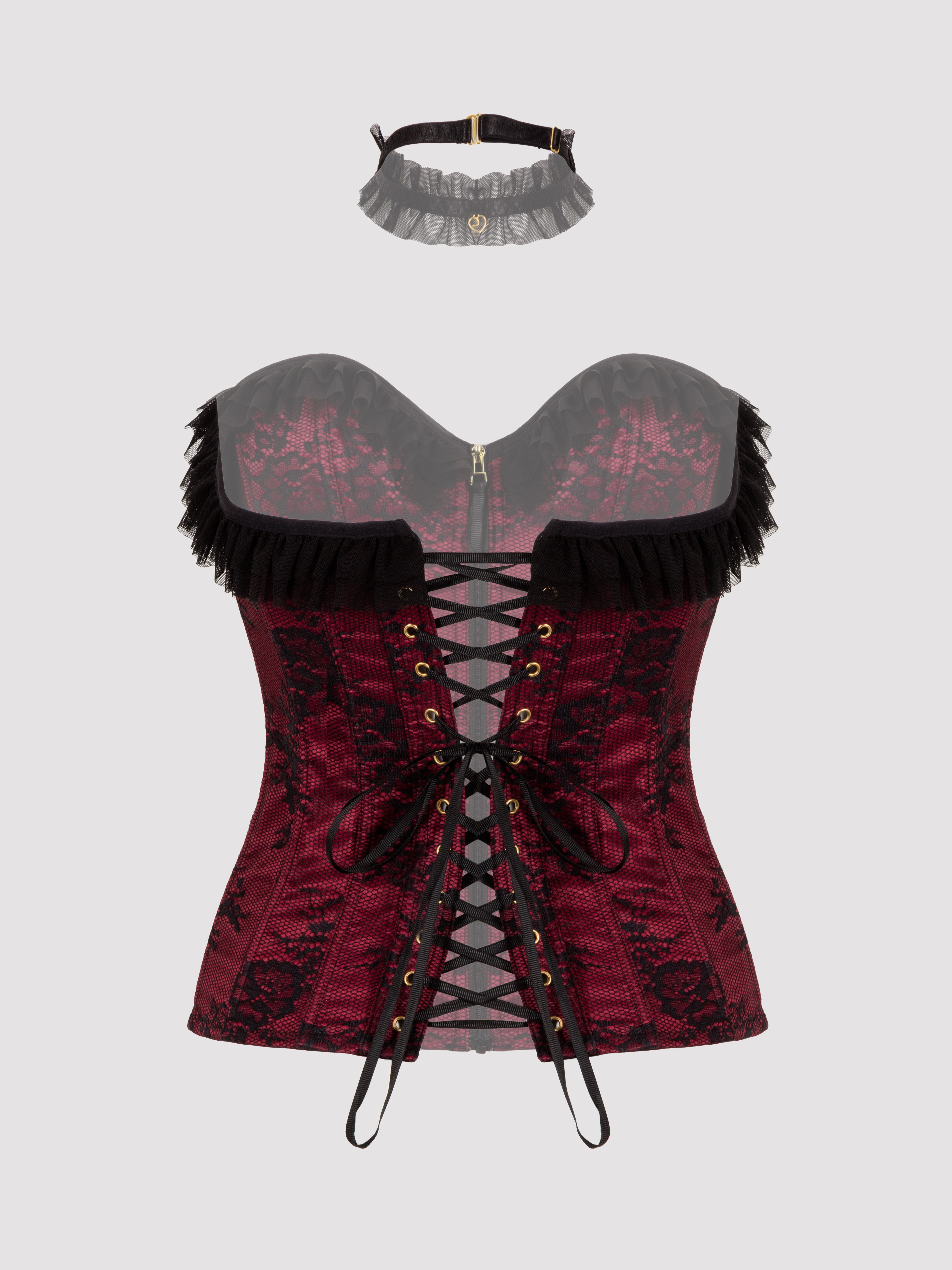 Lovehoney Lace Silhouette Corset, Wine, vanilla