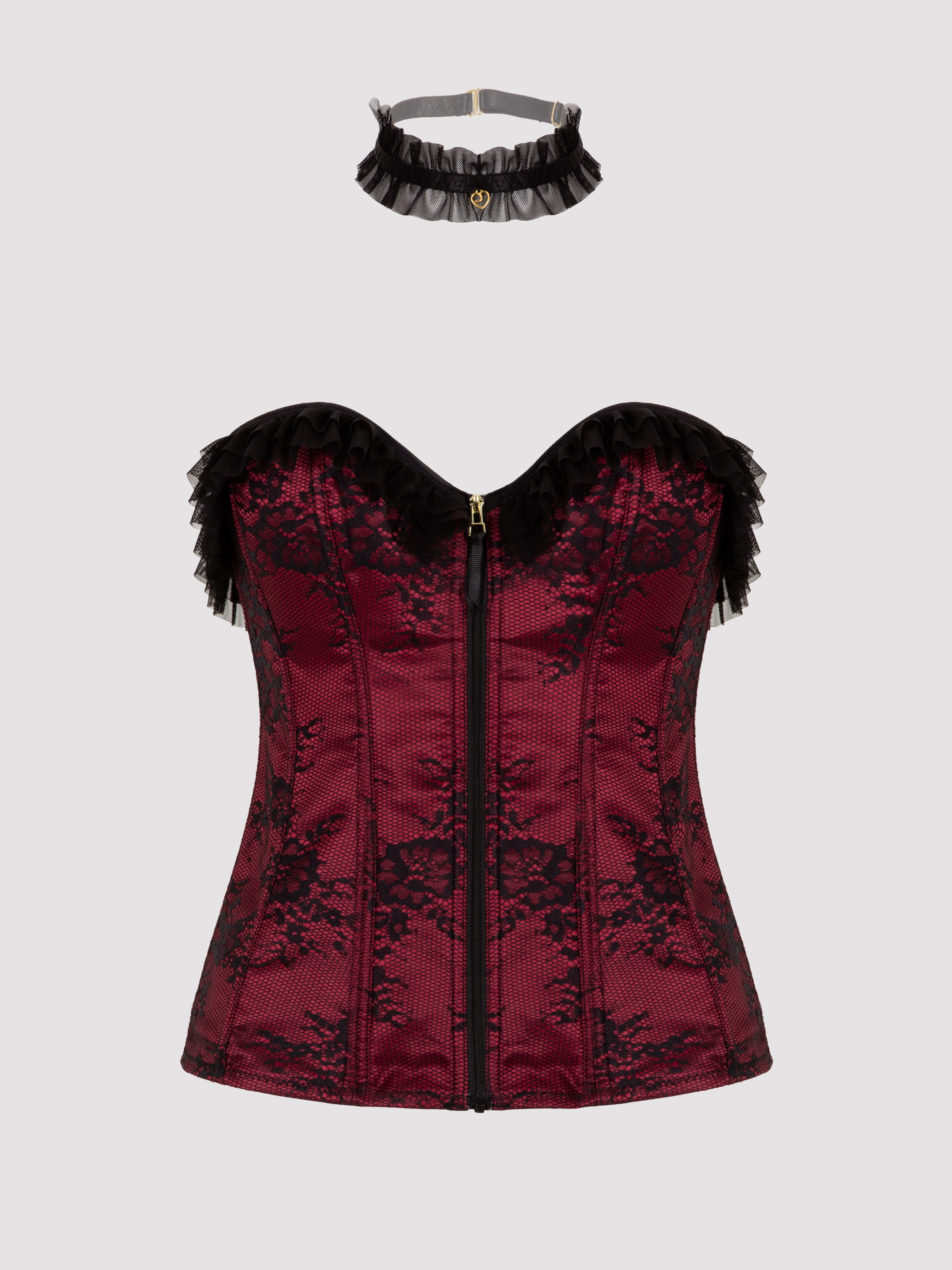Lovehoney Lace Silhouette Corset, Wine, hi-res