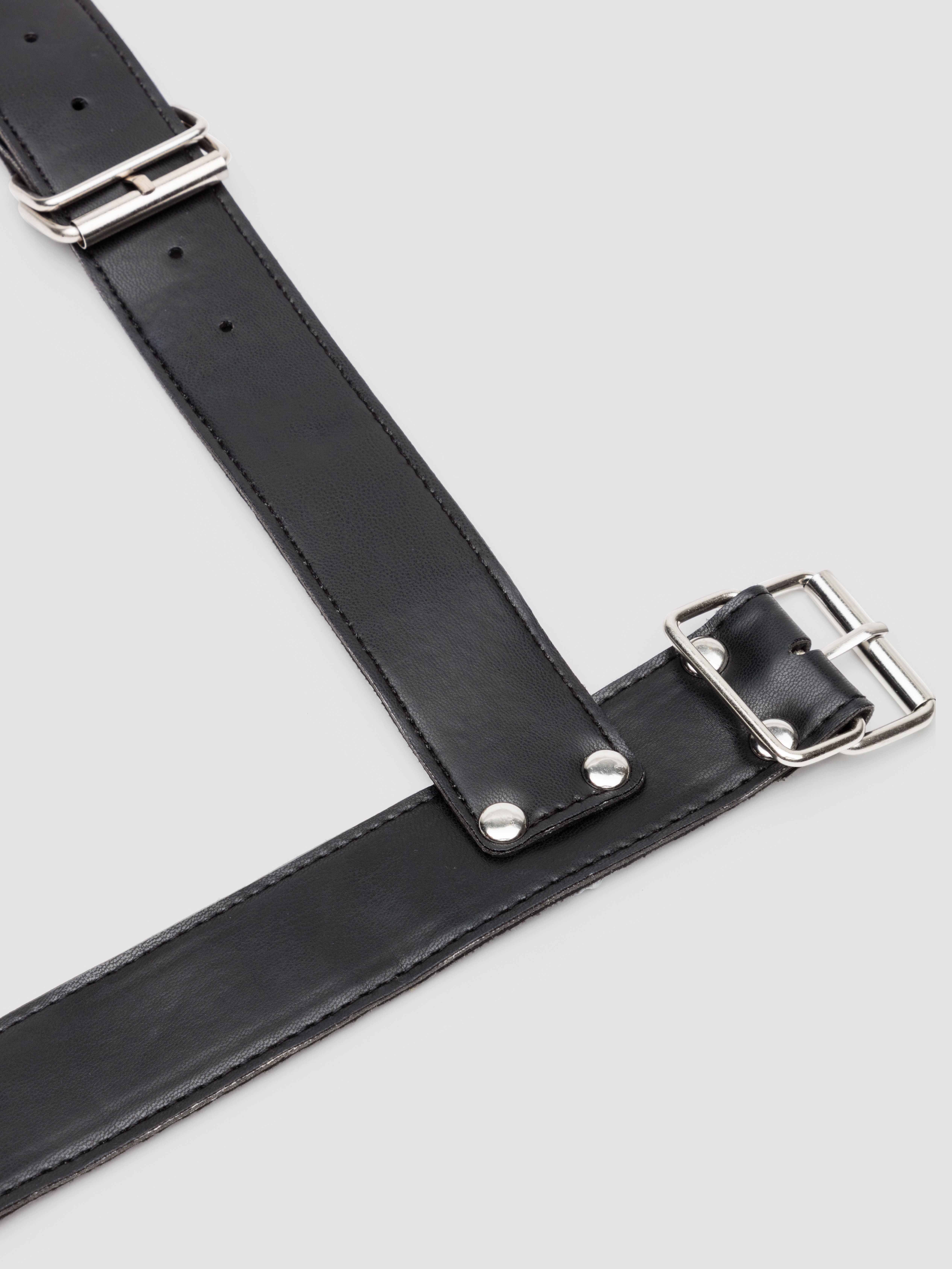 Bondage Boutique Faux Leather Collar to Wrist Restraints, Black, hi-res