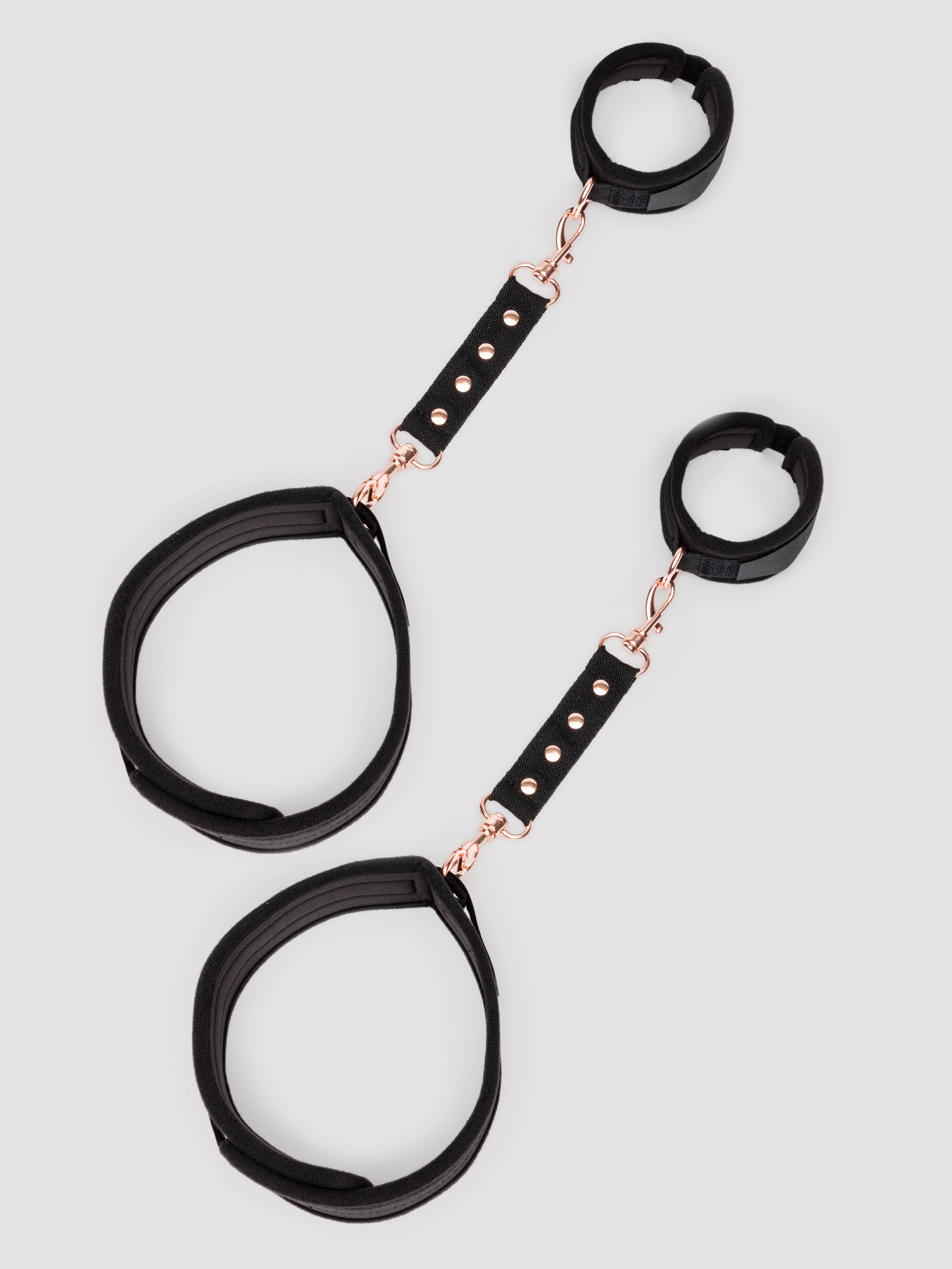 Image of Bondage Boutique Soft Wrist to Thigh Restraints - Black