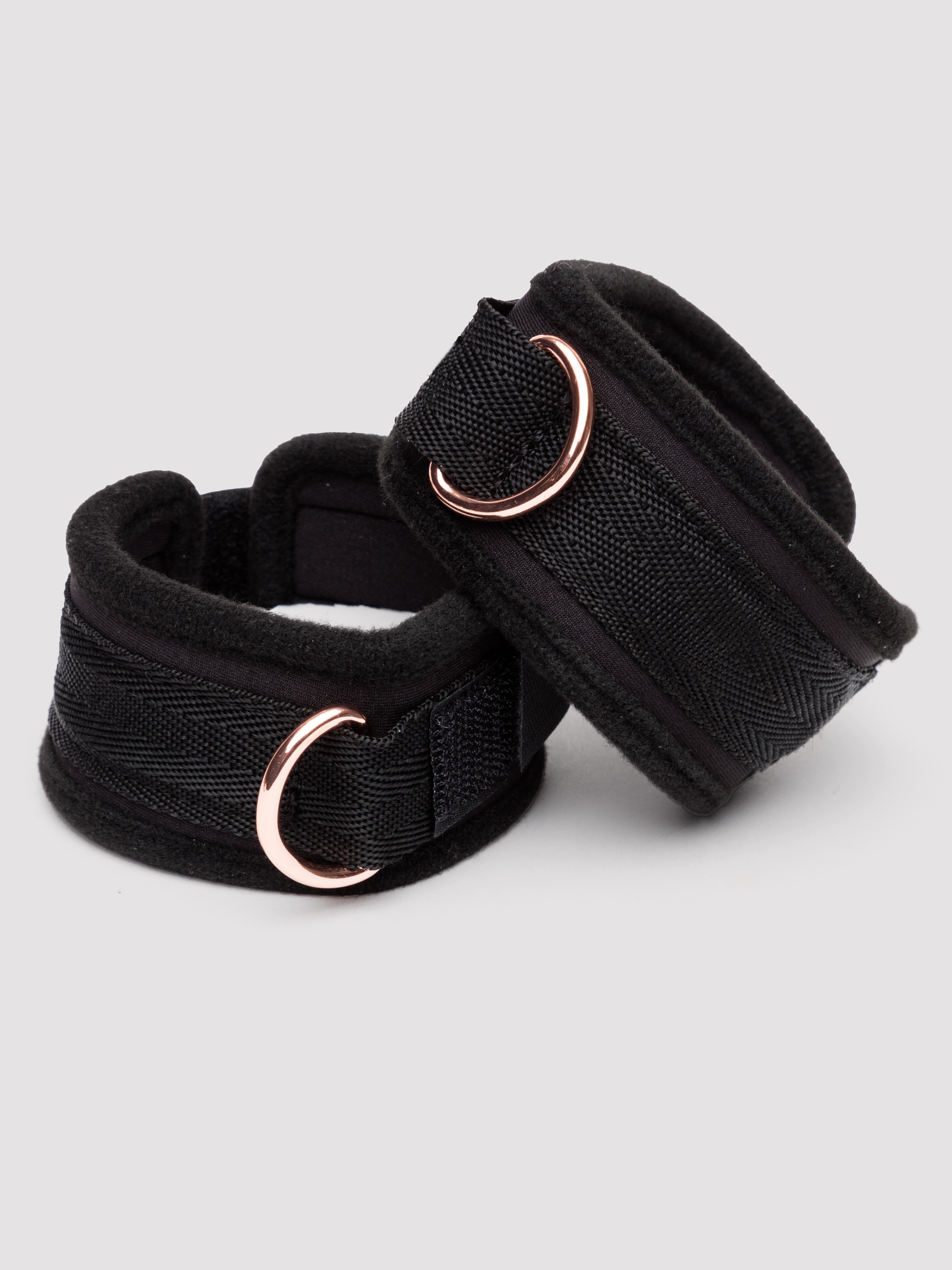 Bondage Boutique Soft Wrist to Thigh Restraints, Black, hi-res