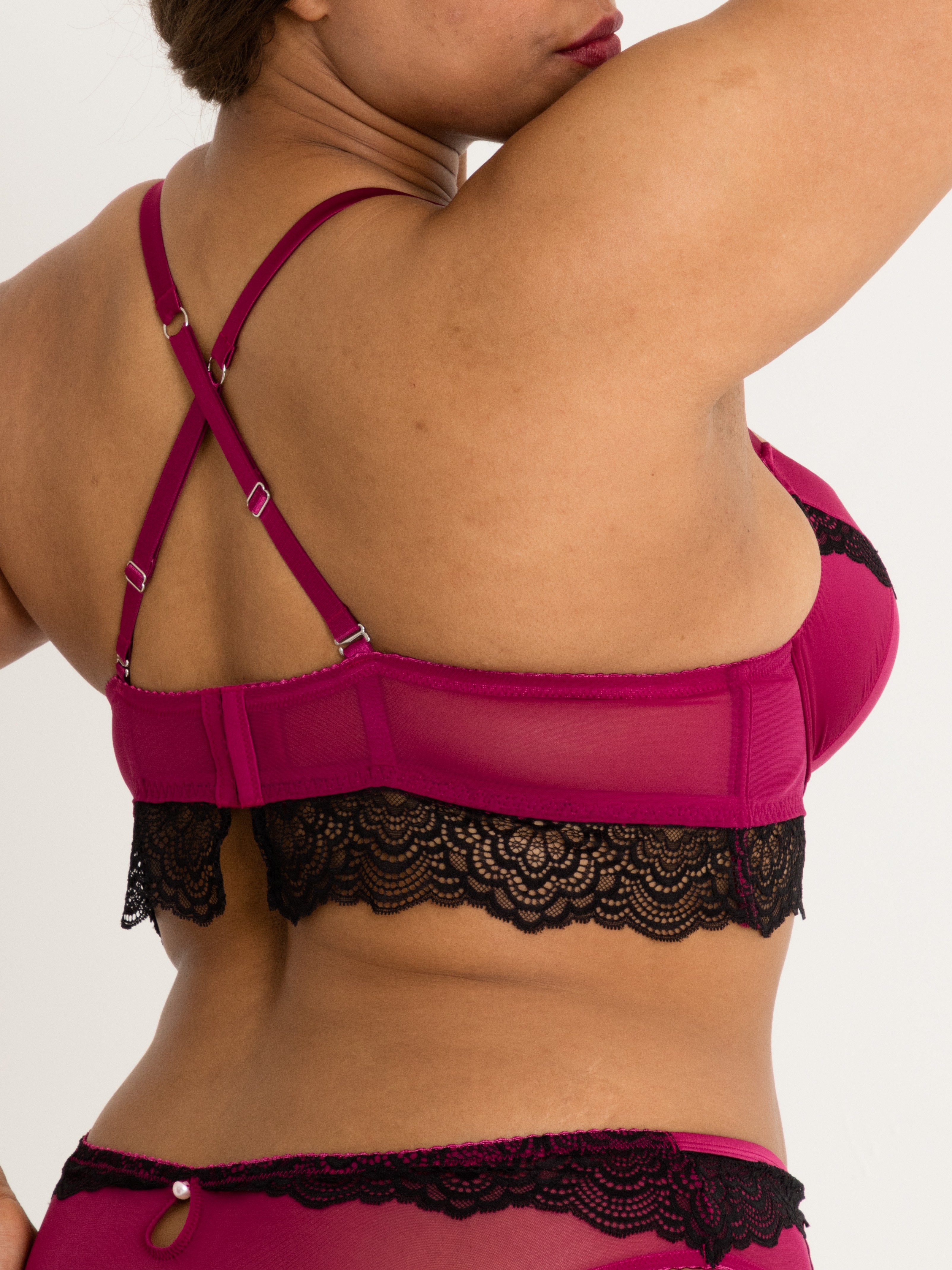 Lovehoney Satin Romance Purple Push-up Bra, Purple, hi-res