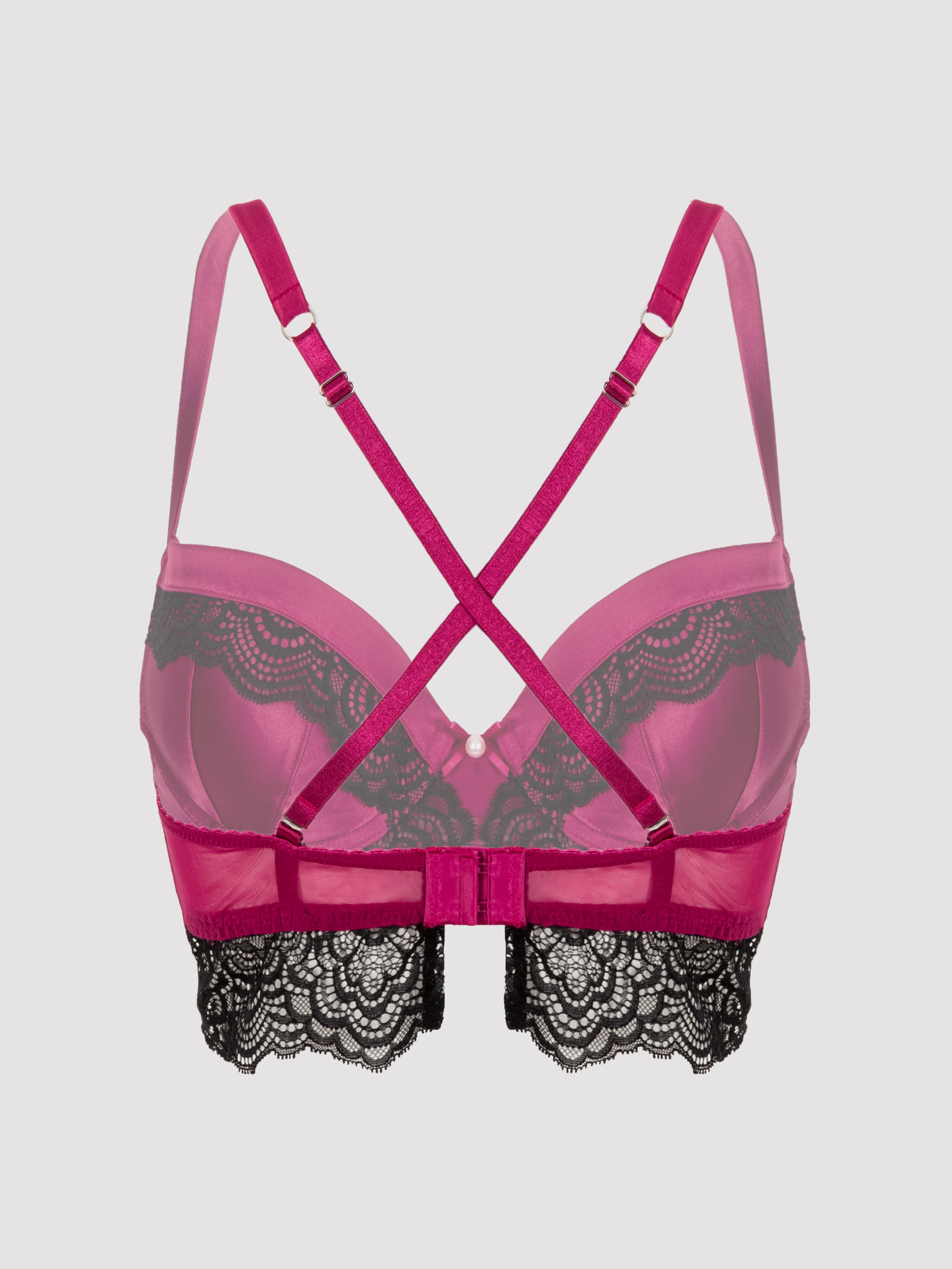 Lovehoney Satin Romance Purple Push-up Bra, Purple, vanilla