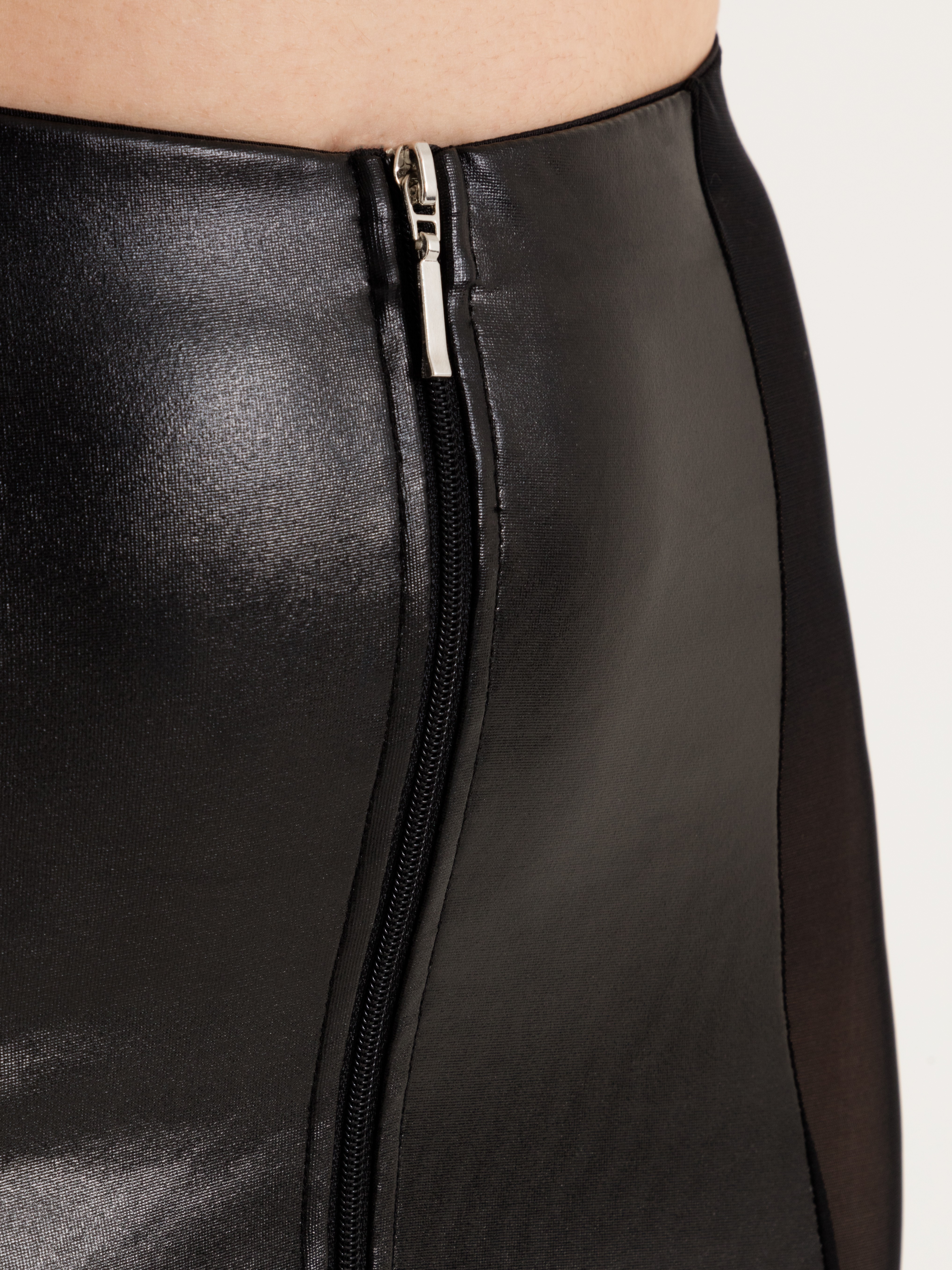 Lovehoney Fierce Wet Look and Lace Zip-Up Skirt, Black, hi-res