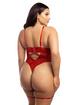 Oh La La Cheri Elayne Purple Open-Cup Crotchless Lace Teddy with Garter Straps, Red, hi-res