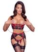 Cottelli Red Wet Look and Lace Underwired Crotchless Bra Set with Restraints, Red, hi-res