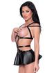 Exposed Lust Black Wet Look Open Cup Studded Skirted Dress Set, Black, hi-res
