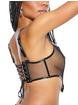 Coquette Sheer and Vinyl Cropped Bra, Black, hi-res